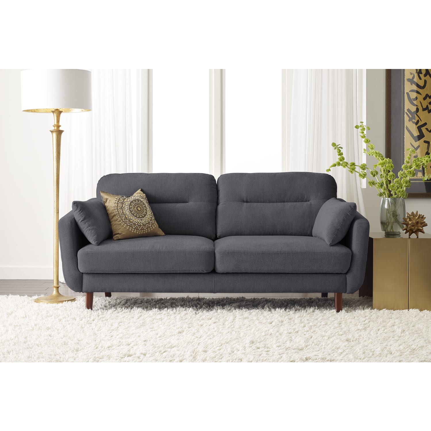 Serta Sierra Collection Sofa, Slate Gray/Chestnut