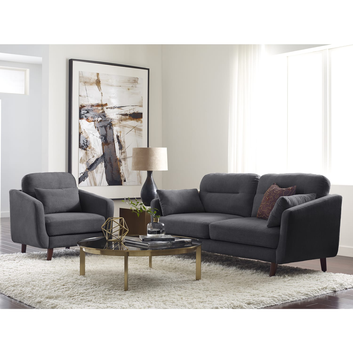 Serta Sierra Collection Sofa, Slate Gray/Chestnut - Image 4