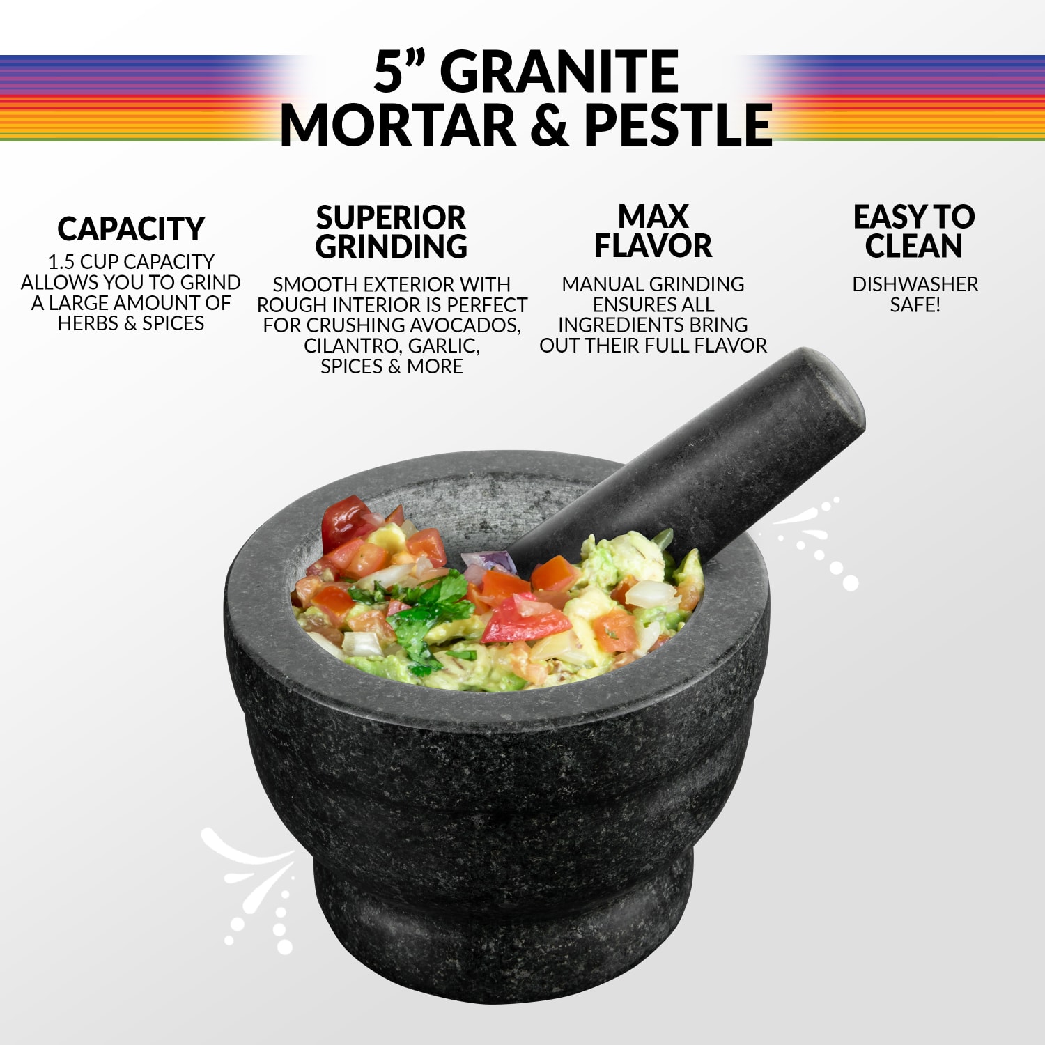 Taco Tuesday Granite Mortar & Pestle Set, 5in - Image 6