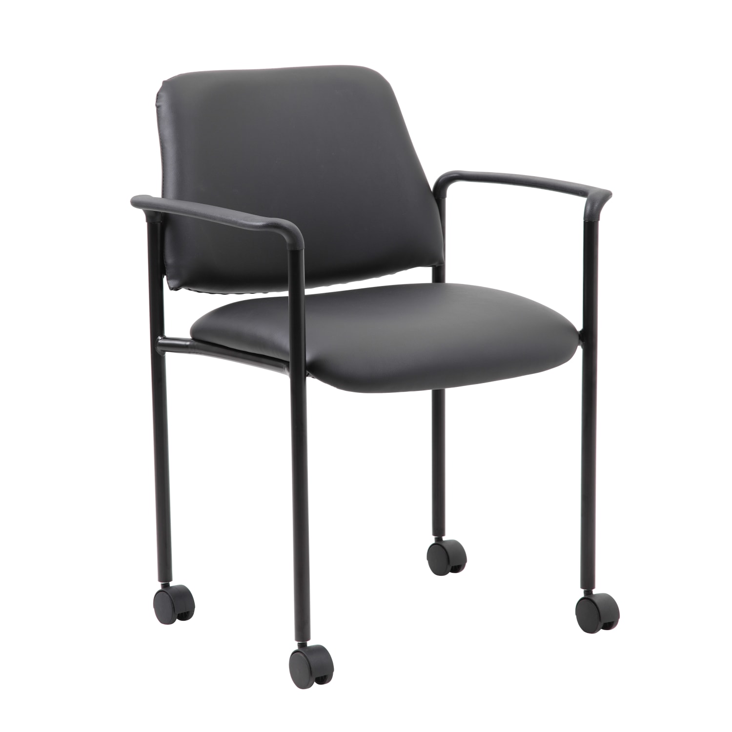 Boss Office Products Round Table And 4 Stackable Guest Chairs Set, Driftwood/Black, GROUP127DWD - Image 6