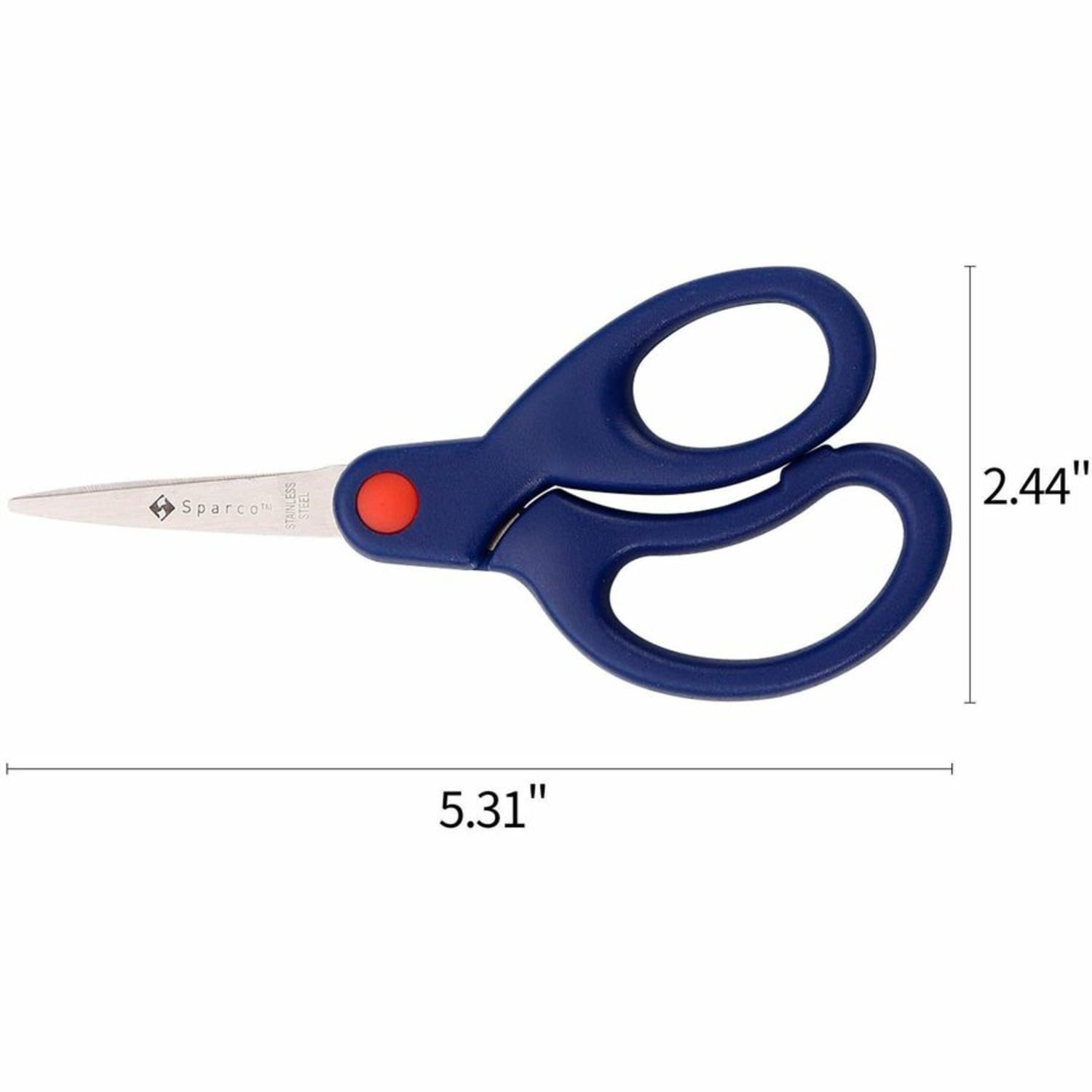 Sparco Bent Handle 5in Kids Scissors - 5in Overall Length - Stainless Steel - Pointed Tip - Blue - 1 Each - Image 3
