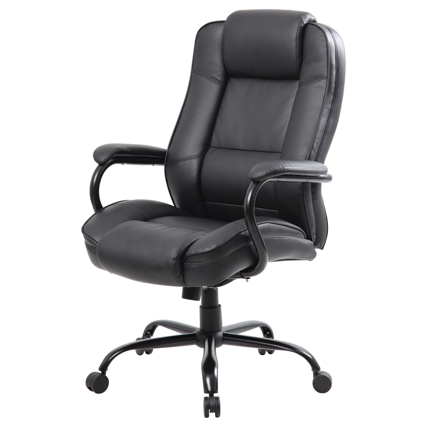 Boss Office Products Heavy-Duty Ergonomic LeatherPlus Bonded Leather High-Back Chair, Black - Image 3