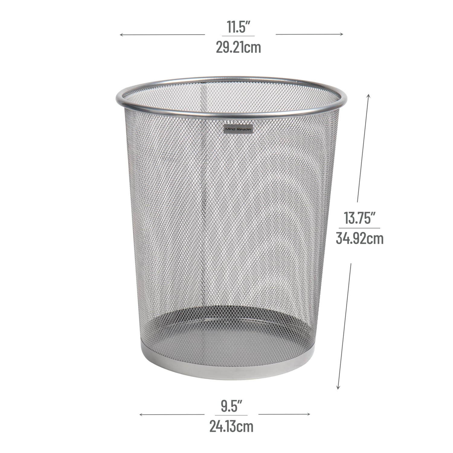 Mind Reader Metal Mesh Trash Can 4.4 Gallon Waste Paper Basket, 13-3/4inH x 11-1/2inW x 11-1/2inD, Silver - Image 4