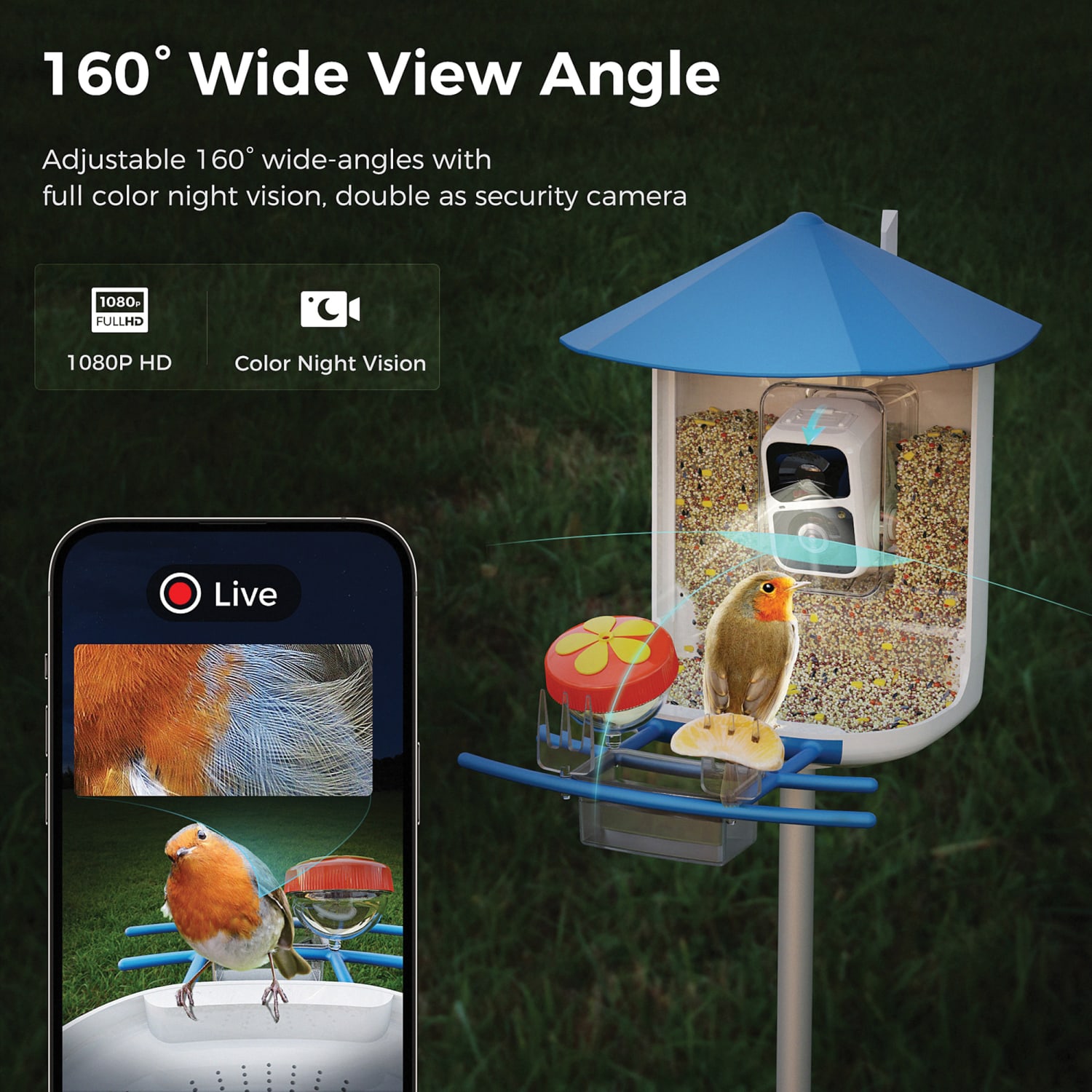 PerchMe Smart Bird Feeder With Camera, Azure/White - Image 3