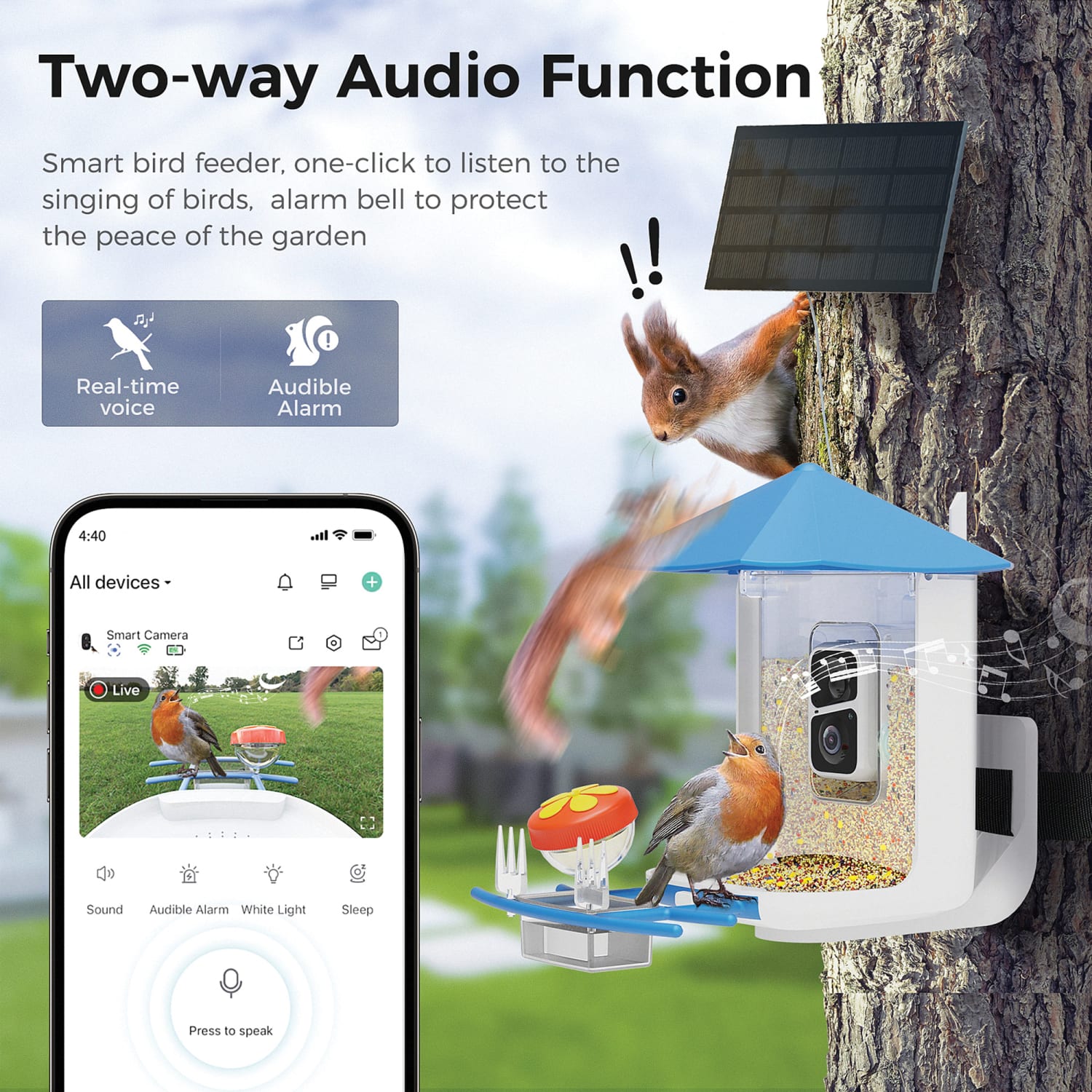 PerchMe Smart Bird Feeder With Camera, Azure/White - Image 6