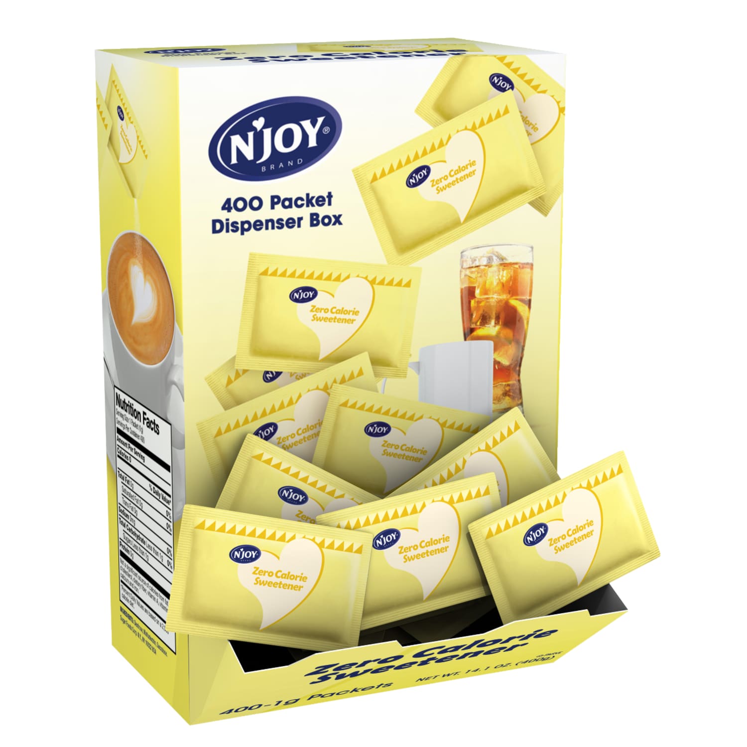 nJOY Sucralose Packets With Dispenser, Yellow, Box Of 400 - Image 4