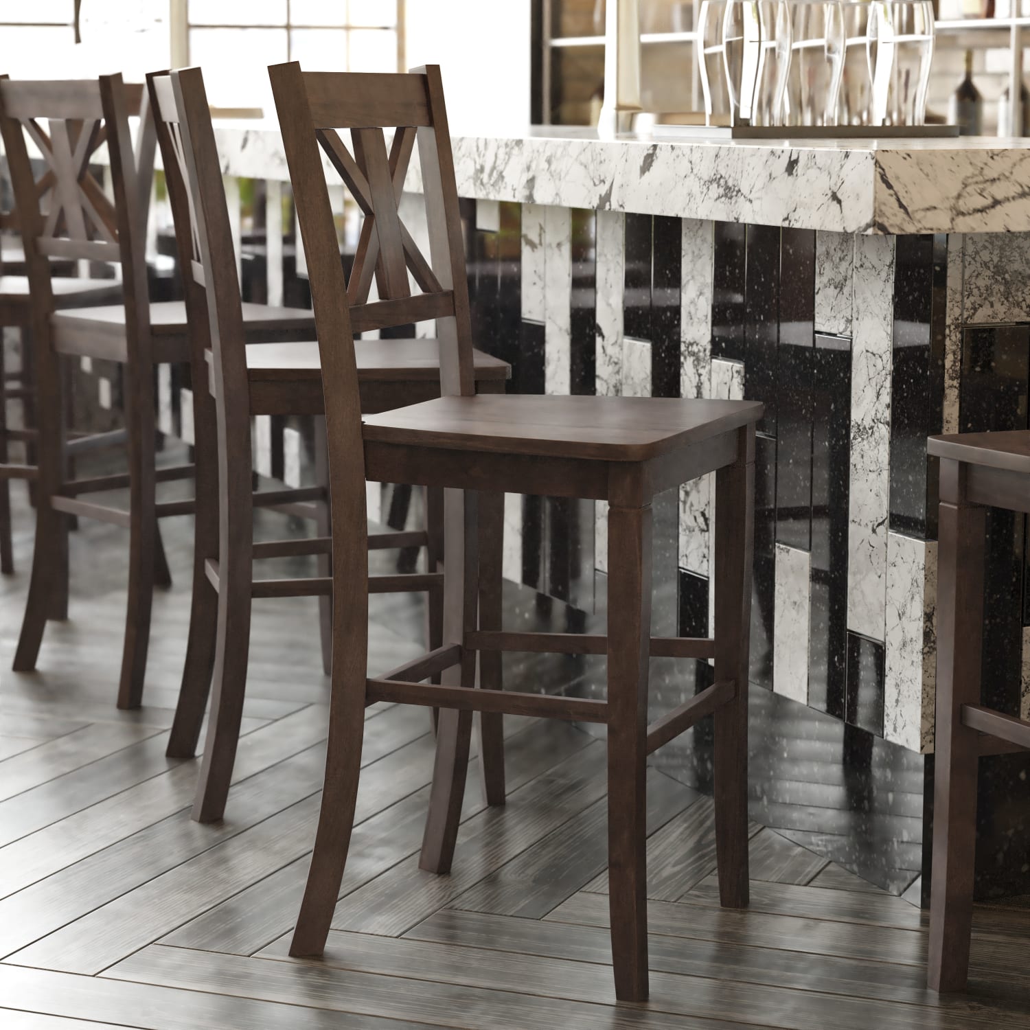 Flash Furniture Gwendolyn Set of 2 Commercial Grade Solid Wood Modern Farmhouse Counter Height Barstool Gray Wash Walnut PopularChairscom Flash Furniture Gwendolyn Set of 2 Commercial Grade Solid Wood Modern Farmhouse Counter Height Barstool Gray Wash Walnut PopularChairscom