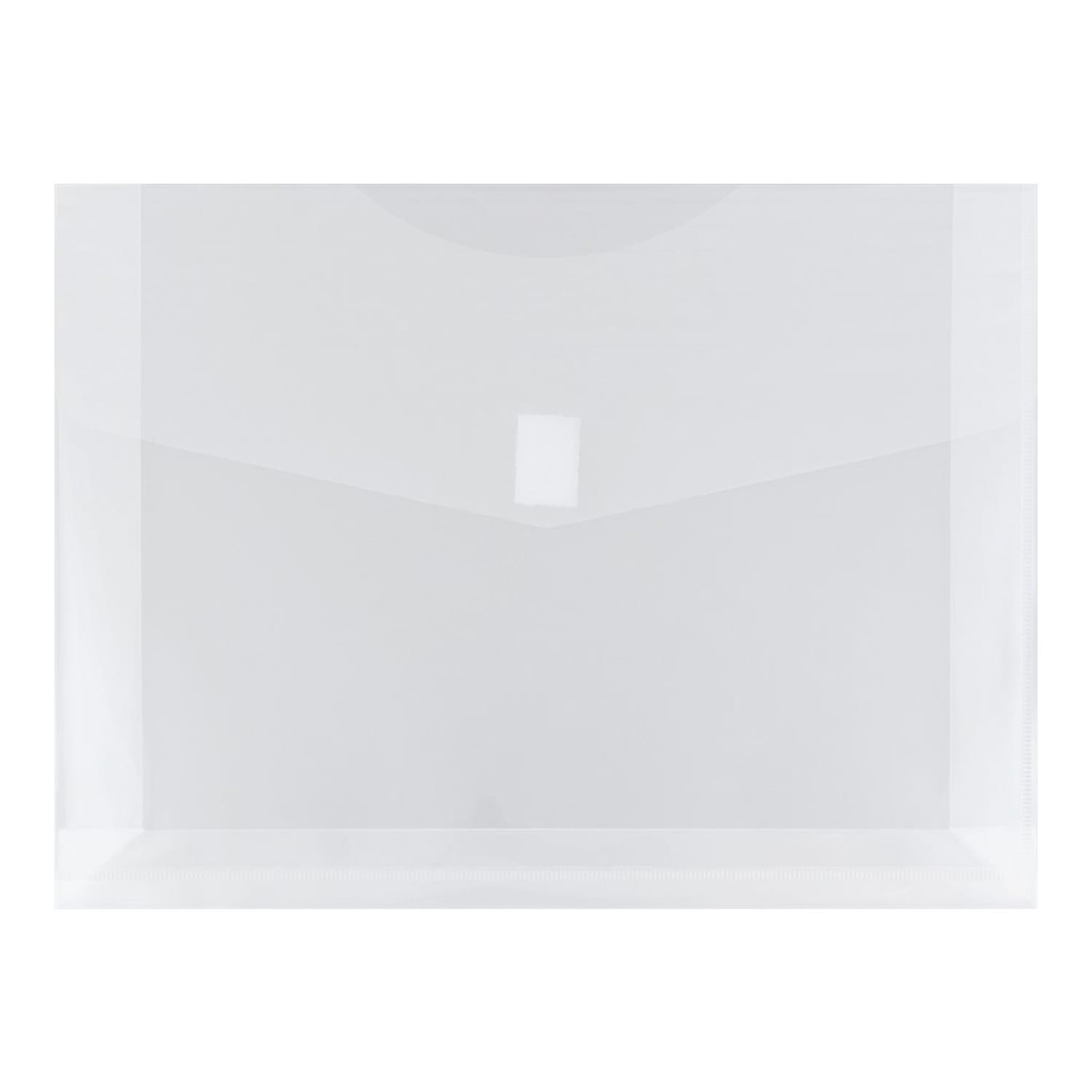 JAM Paper Plastic Booklet Expansion Envelopes, Letter-Size, 9 3/4in x 13in, Hook & Loop Closure Closure, Clear, Pack Of 12 - Image 6