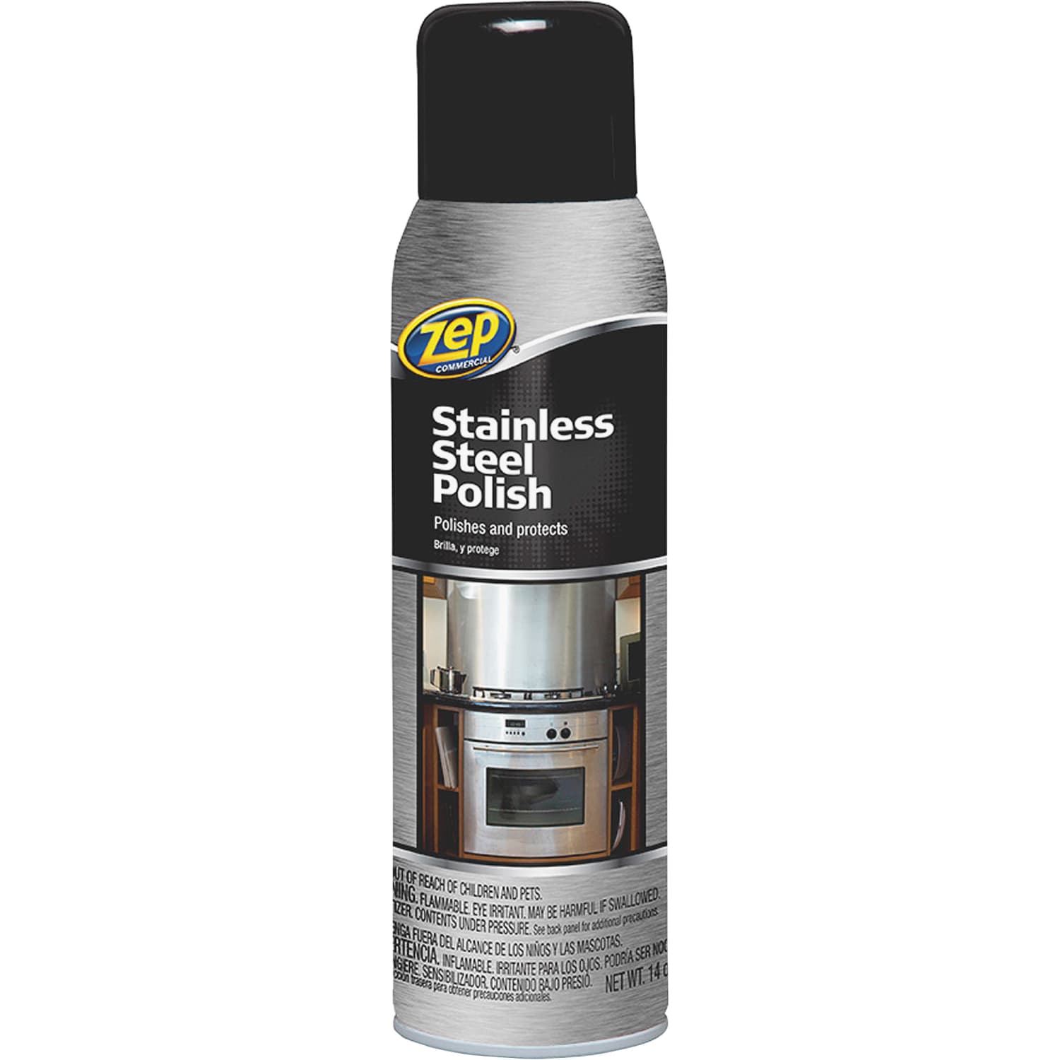 Zep Stainless Steel Polish - 14 fl oz (0.4 quart) - Rust Resistant, Corrosion Resistant, Fade Resistant - Chrome, Black - 12 / Carton