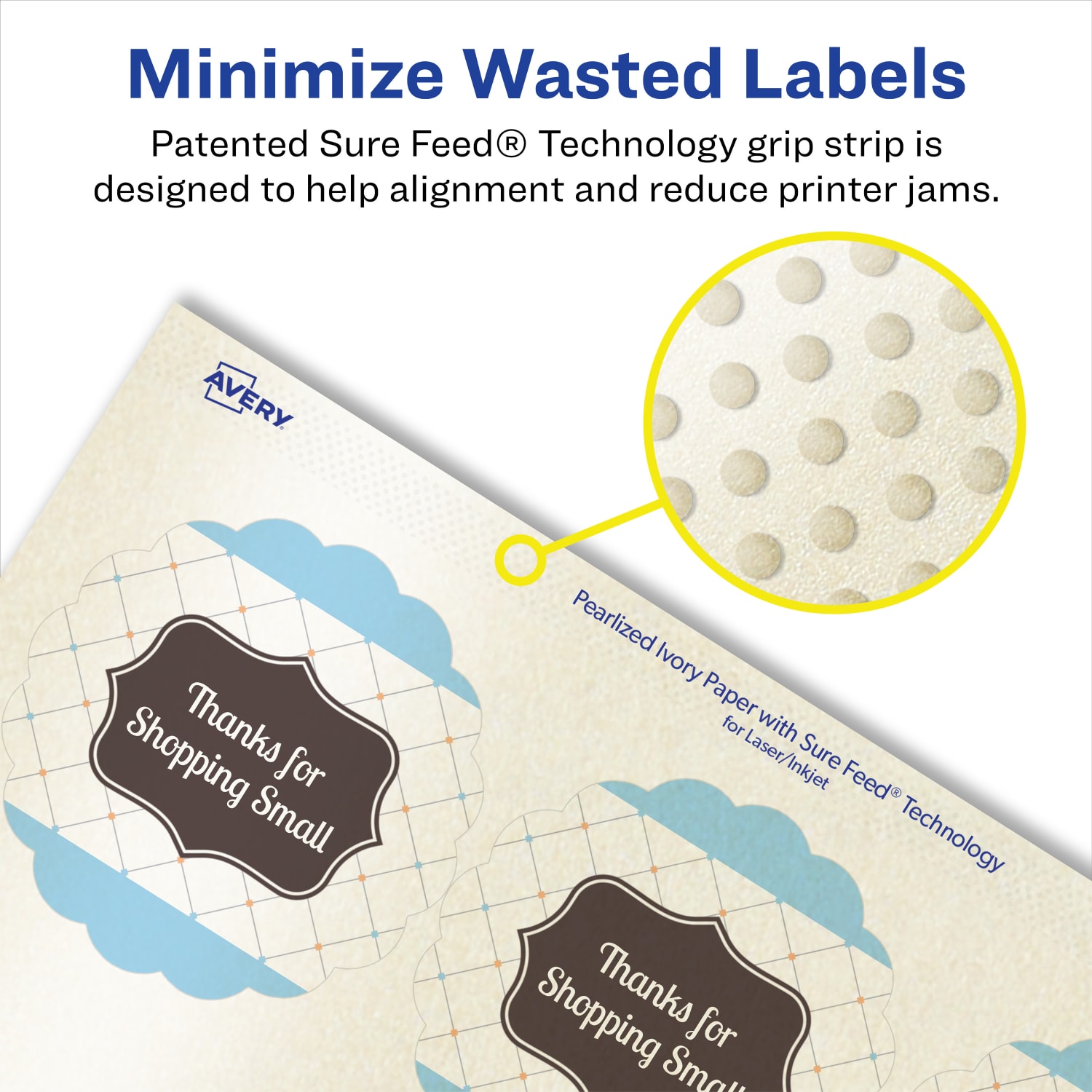 Avery Pearlized Permanent Labels With Sure Feed, 94516-PIP50, Round Scalloped, 2-1/2in Diameter, Ivory, Pack Of 450 Labels - Image 5
