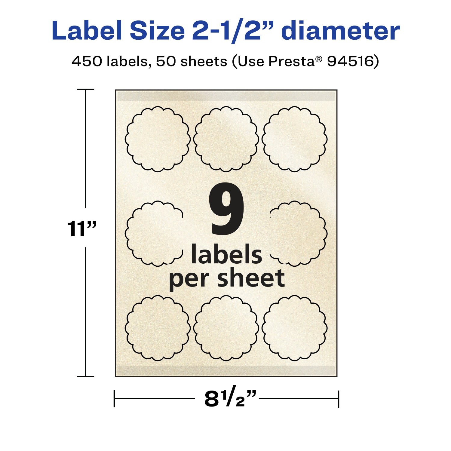 Avery Pearlized Permanent Labels With Sure Feed, 94516-PIP50, Round Scalloped, 2-1/2in Diameter, Ivory, Pack Of 450 Labels - Image 6