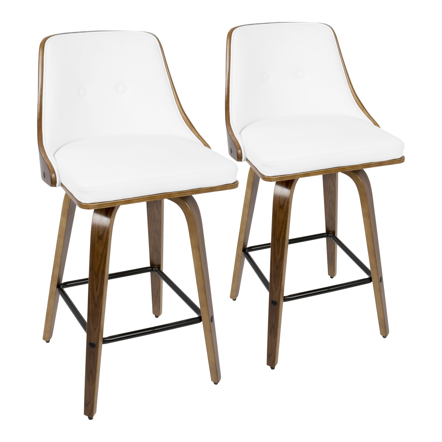 LumiSource Gianna Counter Stools, Walnut/White, Set Of 2 Stools