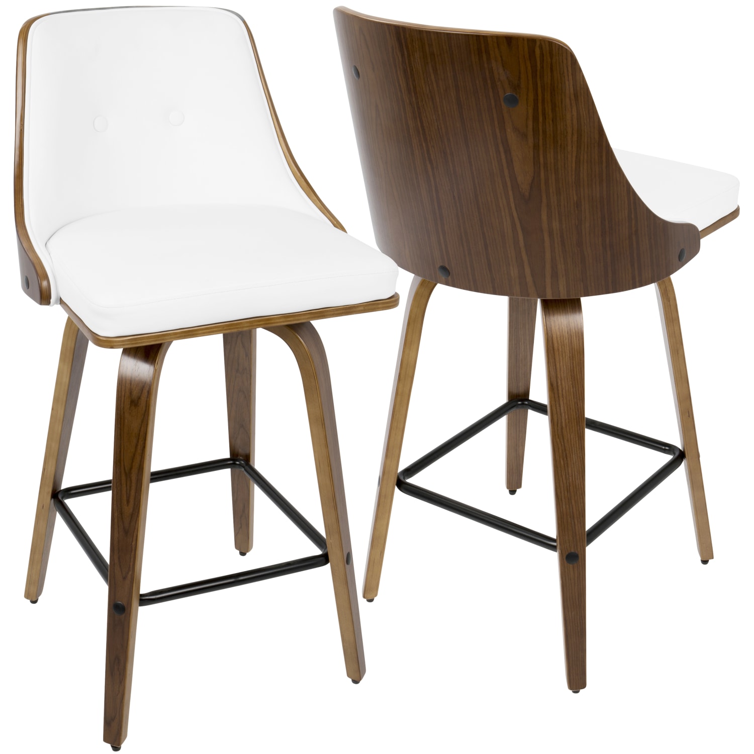 LumiSource Gianna Counter Stools WalnutWhite Set Of 2 Stools PopularChairscom LumiSource Gianna Counter Stools WalnutWhite Set Of 2 Stools PopularChairscom