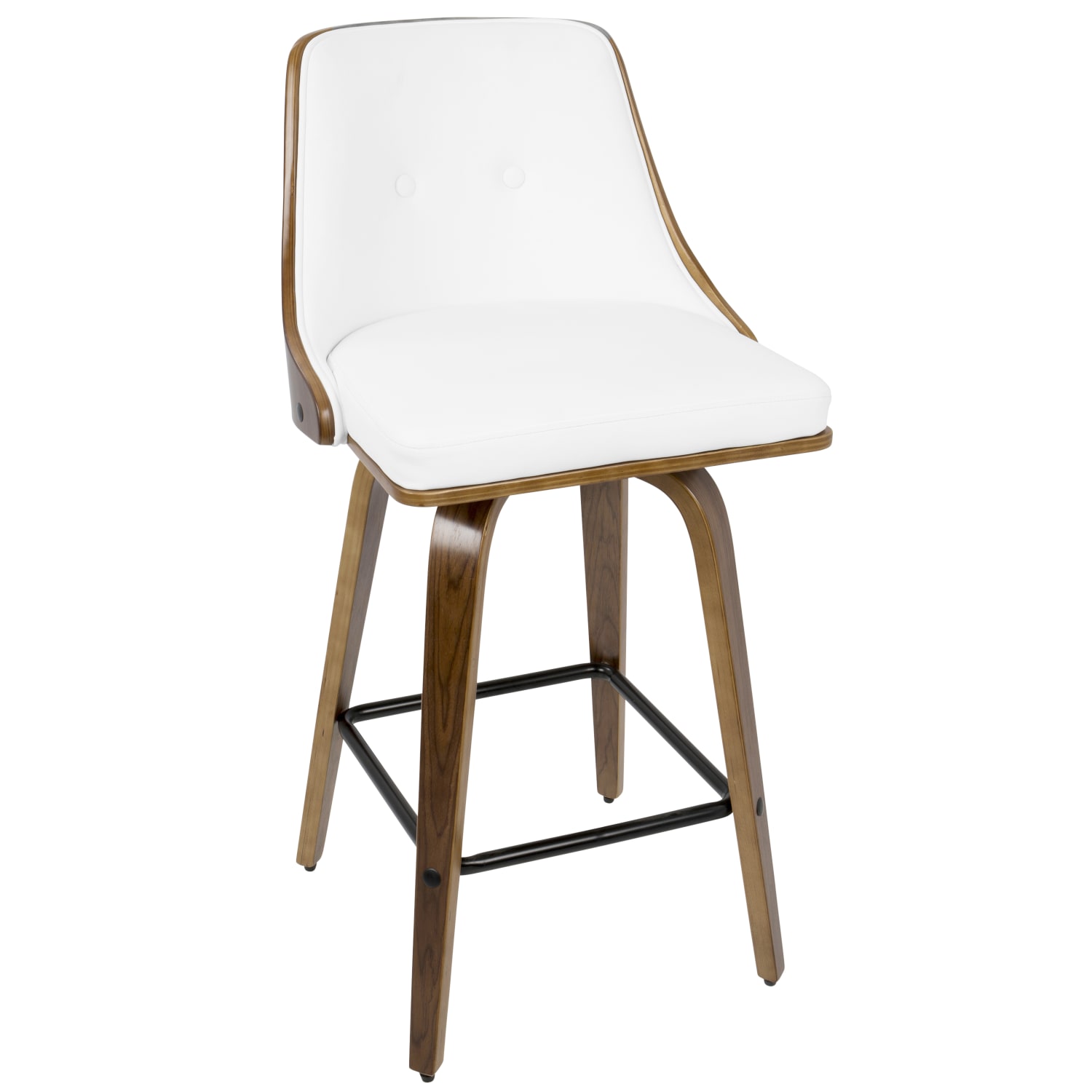 LumiSource Gianna Counter Stools, Walnut/White, Set Of 2 Stools - Image 4