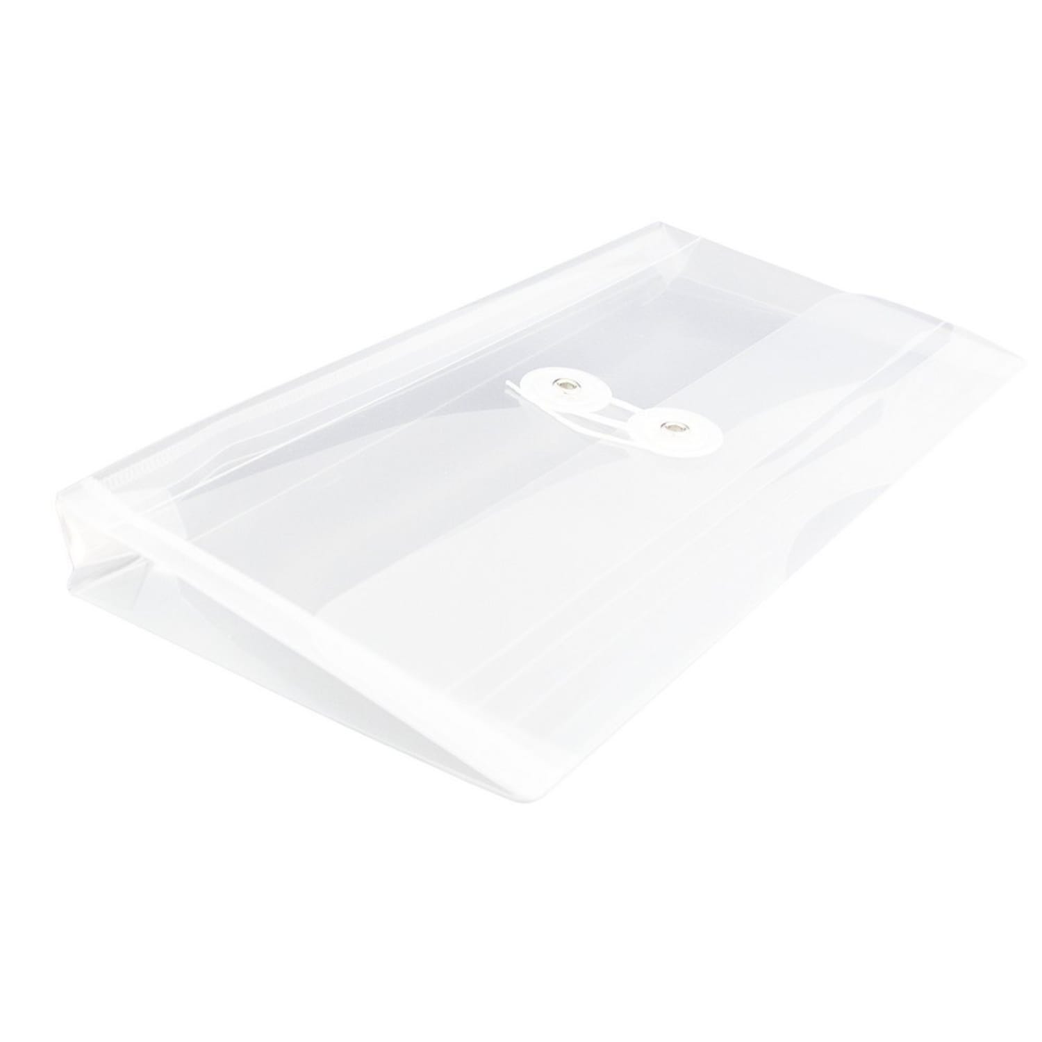 JAM Paper Booklet Plastic Envelopes, #10, Button & String Closure, Clear, Pack Of 12 - Image 5