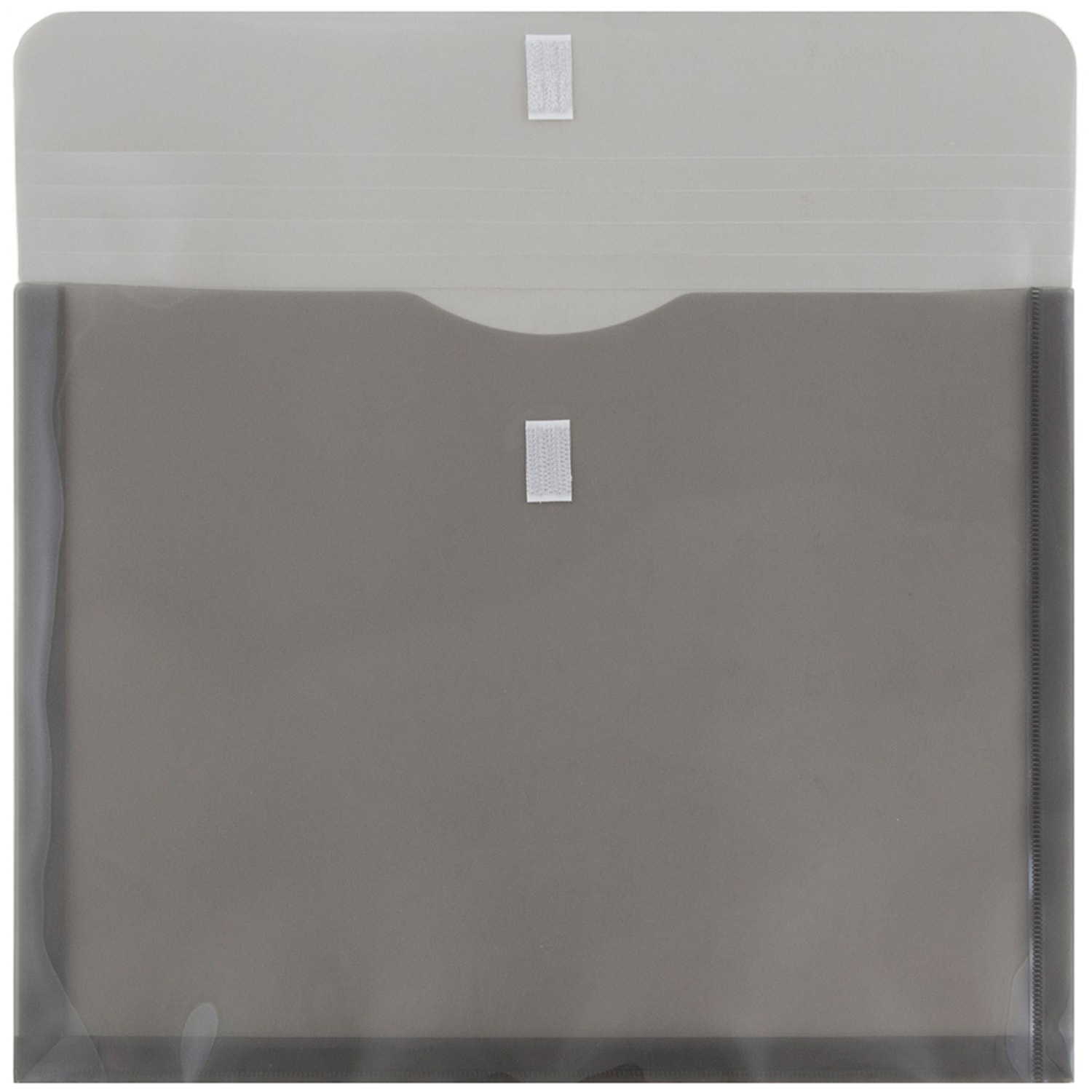 JAM Paper Plastic Booklet Expansion Envelopes, Letter-Size, 9 3/4in x 13in, Hook & Loop Closure, Smoke Gray, Pack Of 12 - Image 3