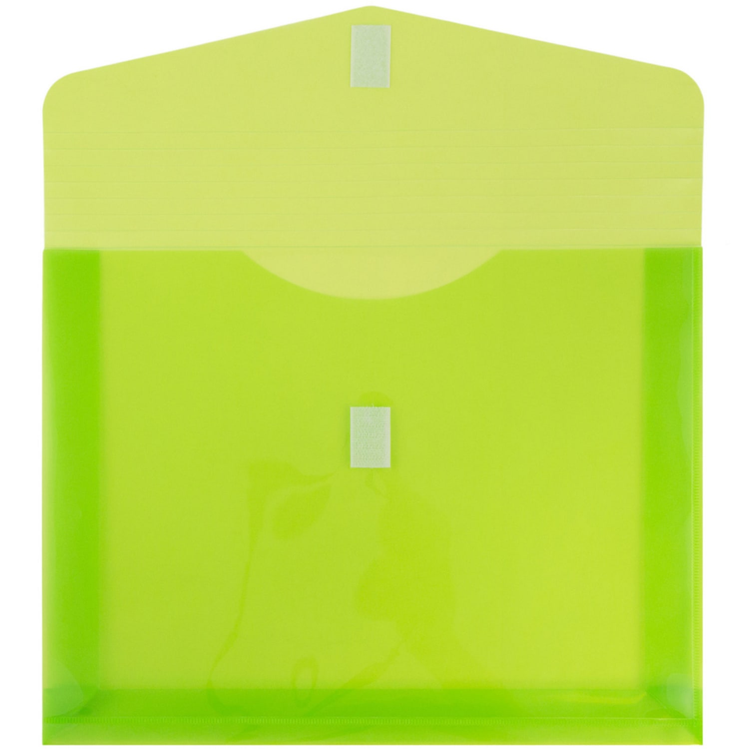 JAM Paper Plastic Booklet Expansion Envelopes, Letter-Size, 9 3/4in x 13in, Hook & Loop Closure, Lime Green, Pack Of 12 - Image 3