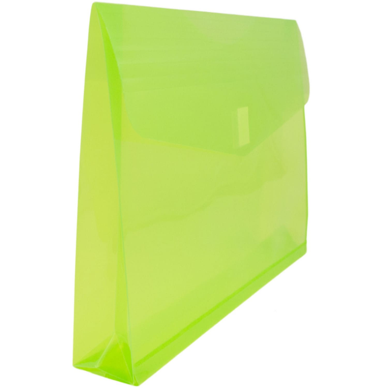 JAM Paper Plastic Booklet Expansion Envelopes, Letter-Size, 9 3/4in x 13in, Hook & Loop Closure, Lime Green, Pack Of 12 - Image 4