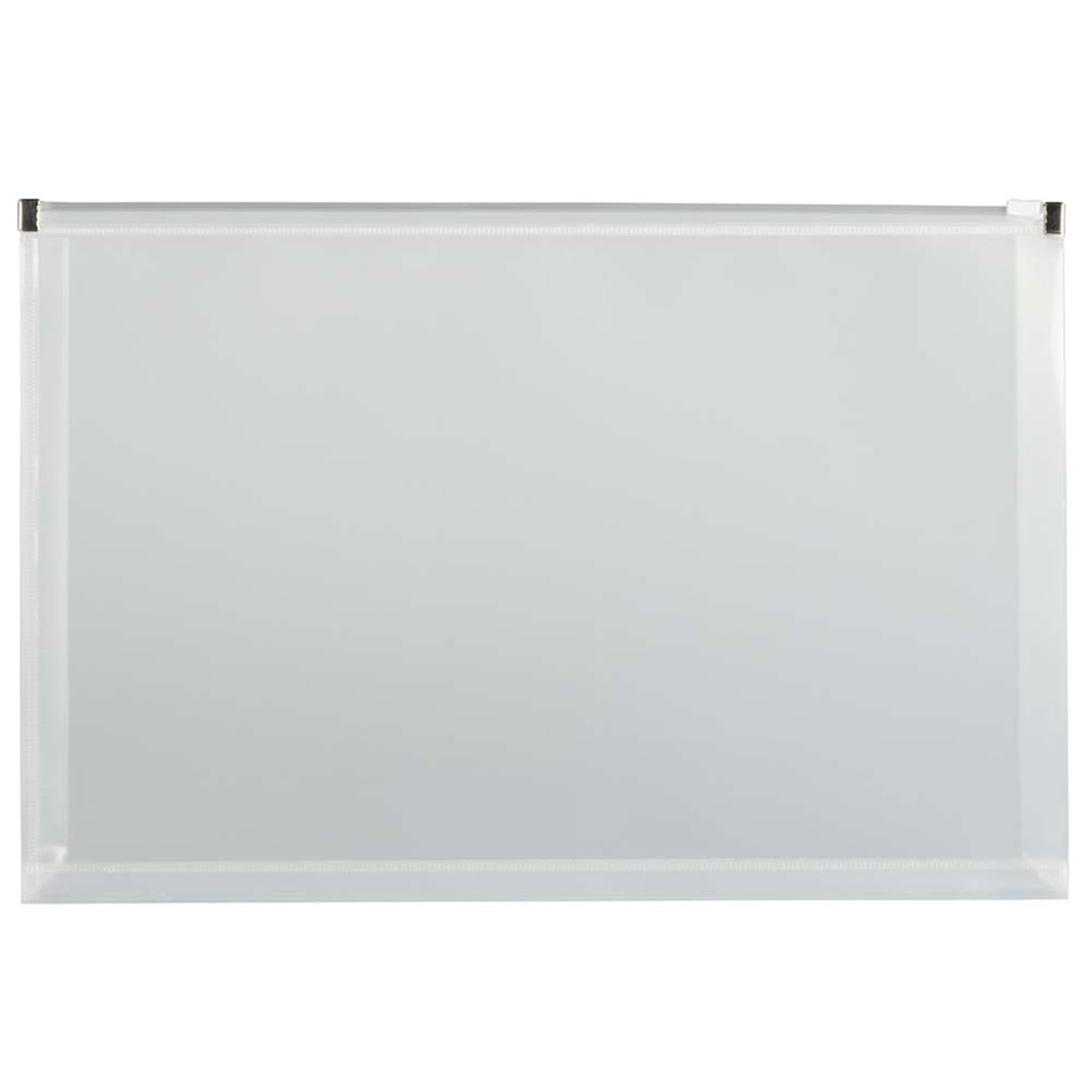 JAM Paper Plastic Envelopes, Zipper Closure, Legal-Size, 9 1/2in x 15in, Clear, Pack Of 12