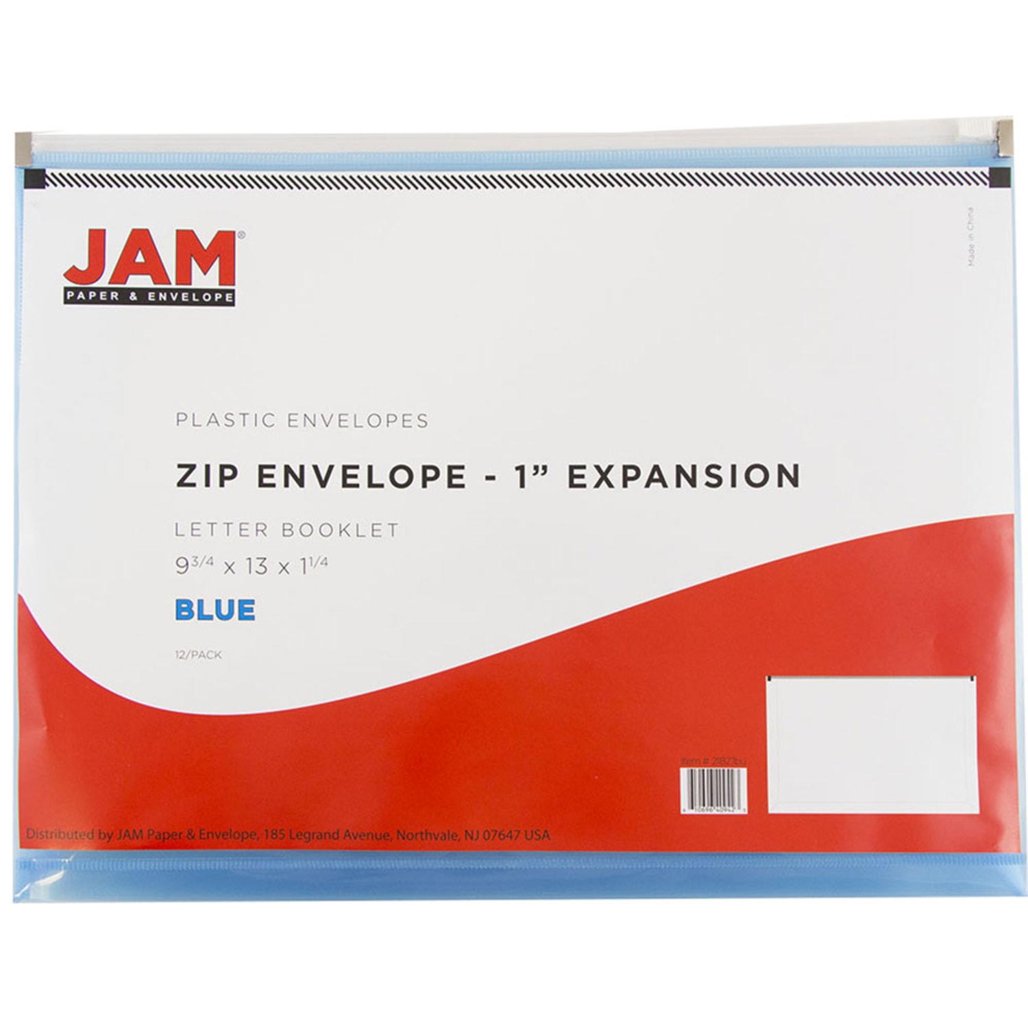 JAM Paper Plastic Envelopes, Zipper Closure, Letter-Size, 9 3/4in x 13in, Blue, Pack Of 12 - Image 4