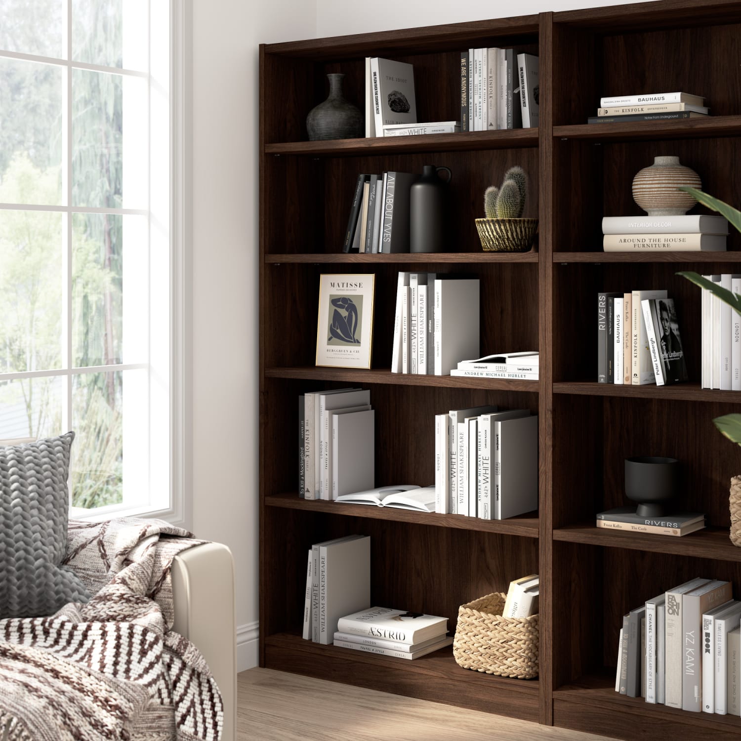 Bush Furniture Universal Tall 72inH 5 Shelf Bookcase, Black Walnut, Standard Delivery - Image 3
