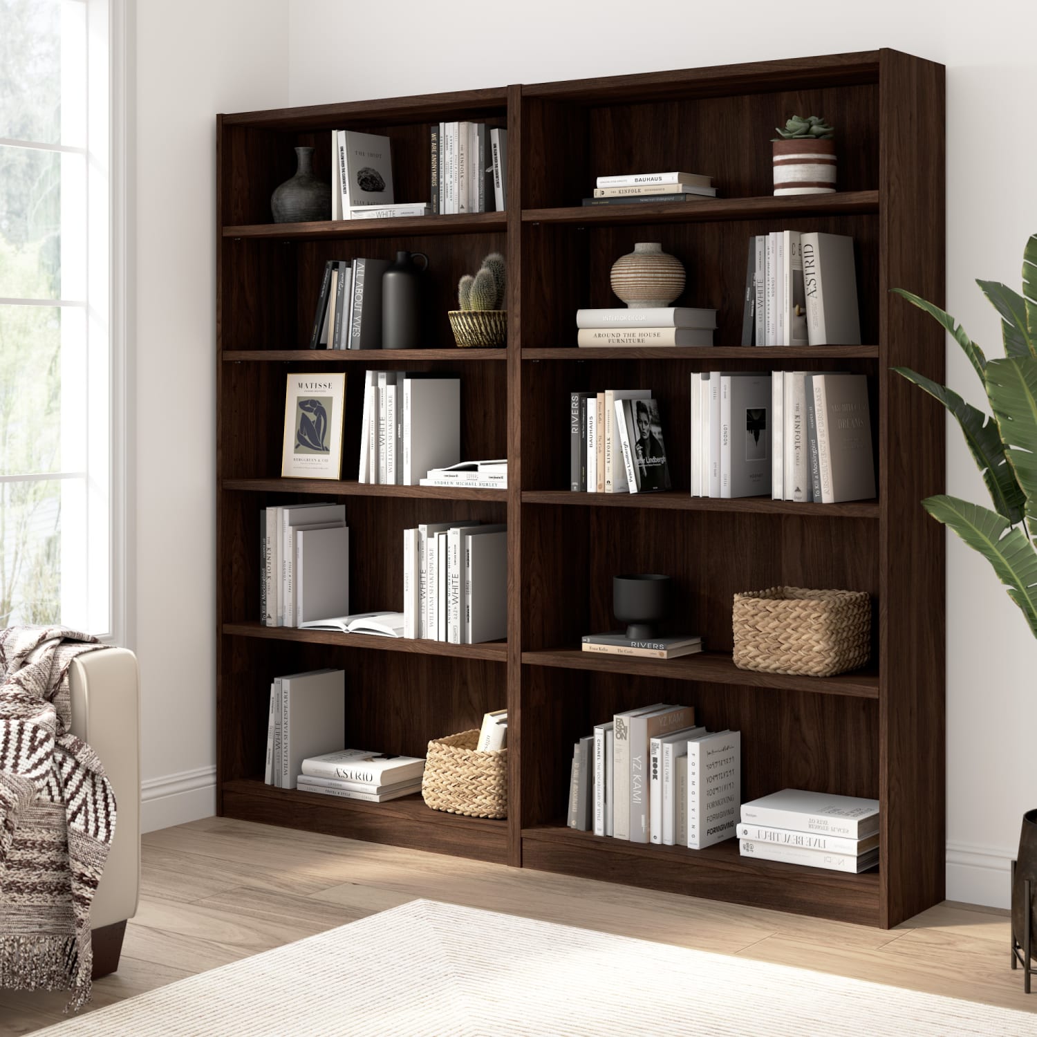 Bush Furniture Universal Tall 72inH 5 Shelf Bookcase, Black Walnut, Standard Delivery - Image 4