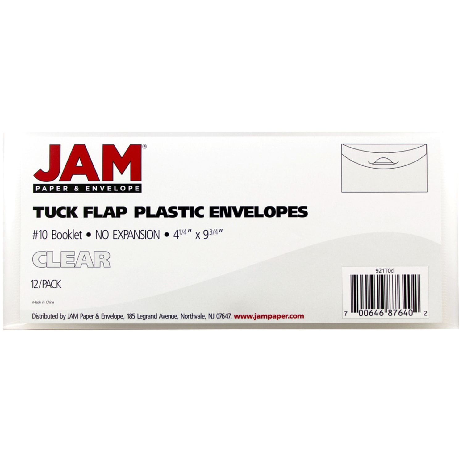 JAM Paper #10 Plastic Business Envelopes, Tuck Flap Closure, Clear, Pack Of 12 - Image 3