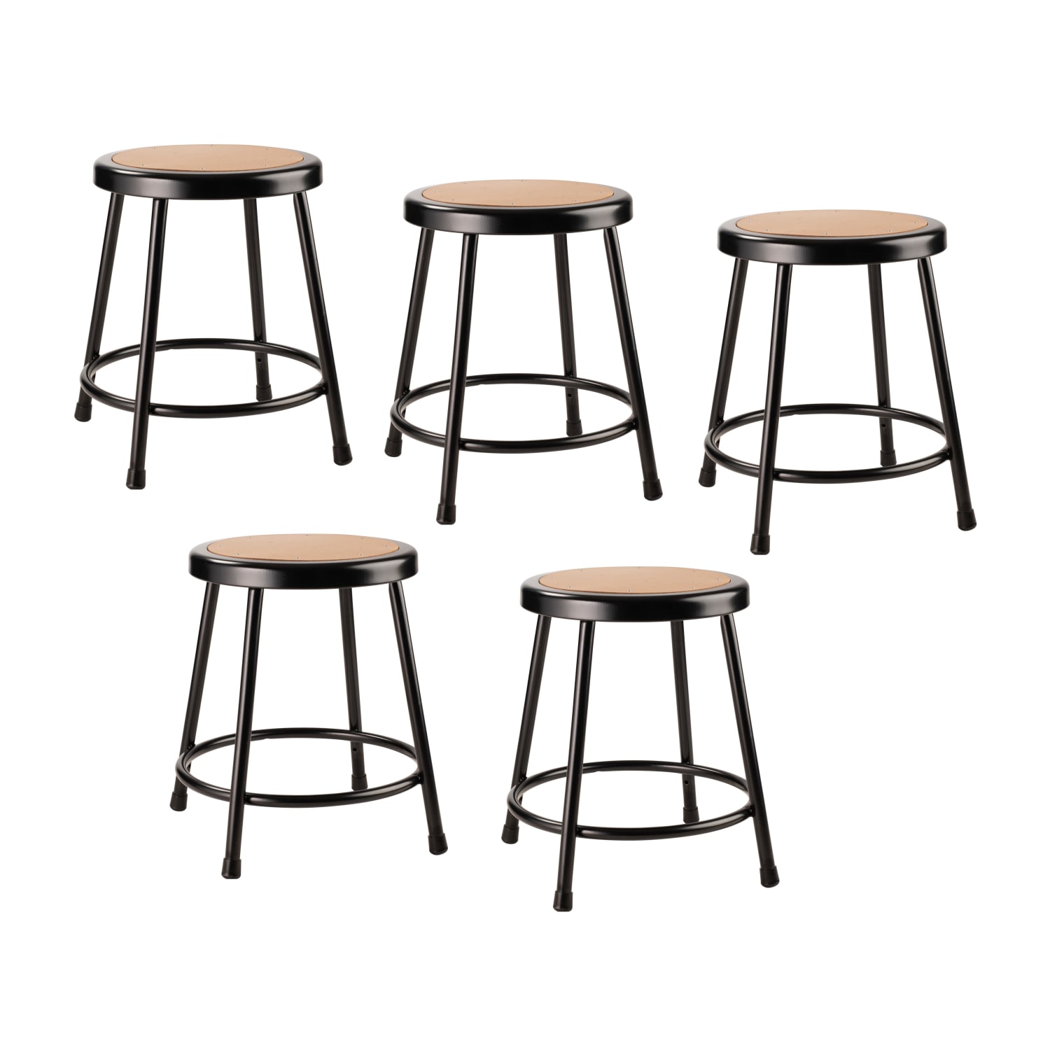 National Public Seating Hardboard Round Stools, Black/Masonite Wood, Pack Of 5 Stools