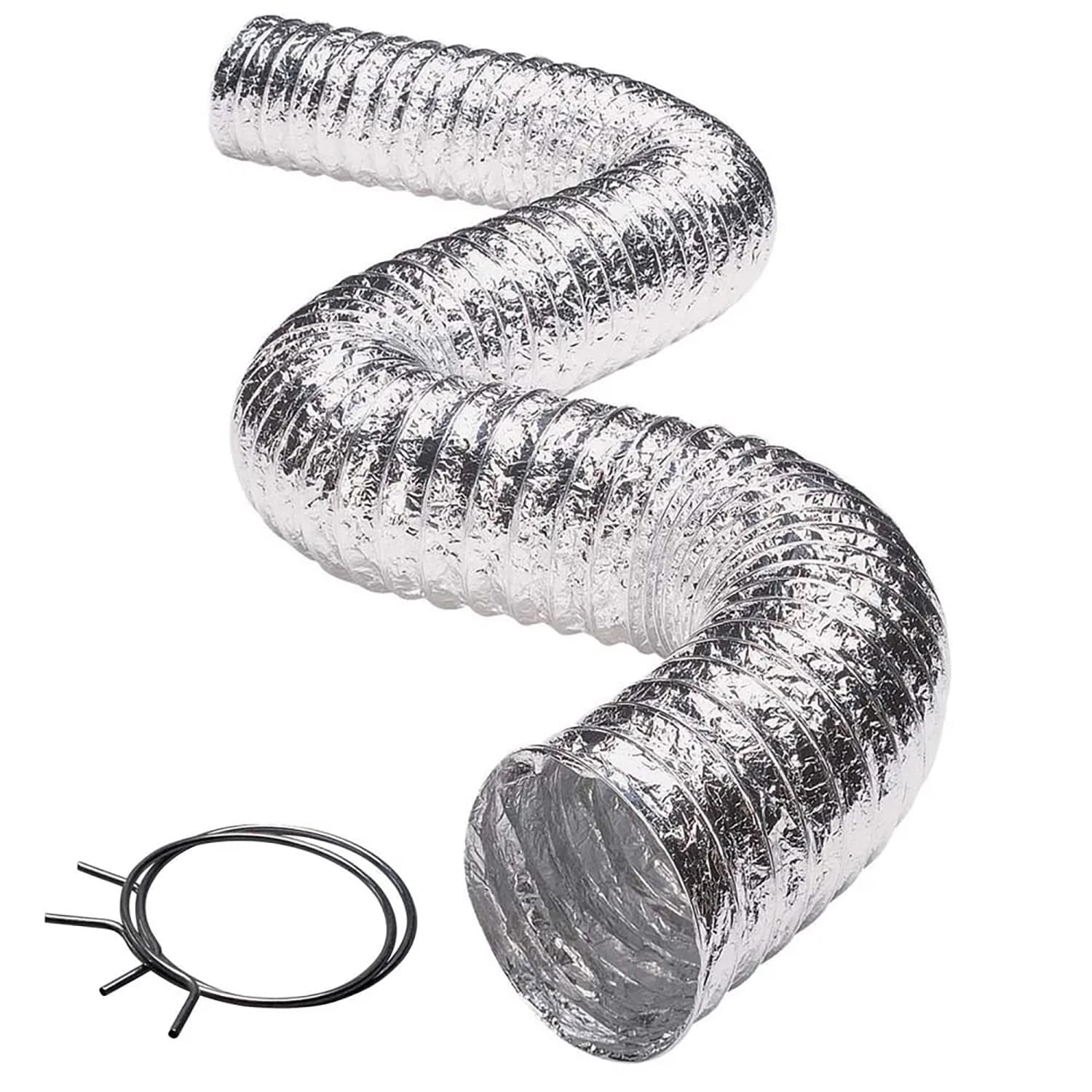 Deflecto Super-Flex 4in Multilayered Flexible Aluminum Duct For Dryer Ventilation, Silver, VENFO408MSX