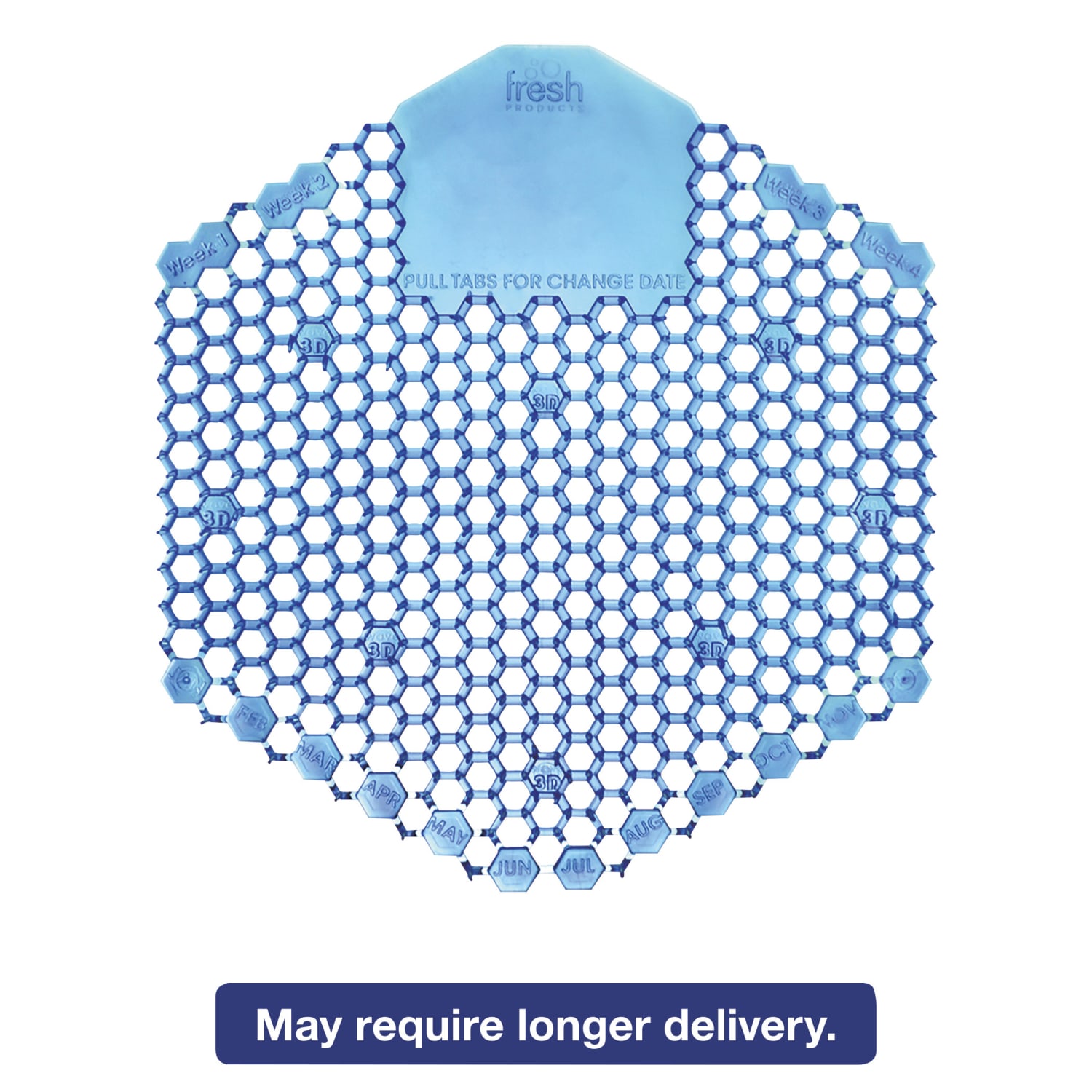 Fresh Products The Wave Deodorizer Urinal Screens, 3D, Cotton Blossom Scent, Blue, 10 Screens Per Box, Carton Of 6 Boxes