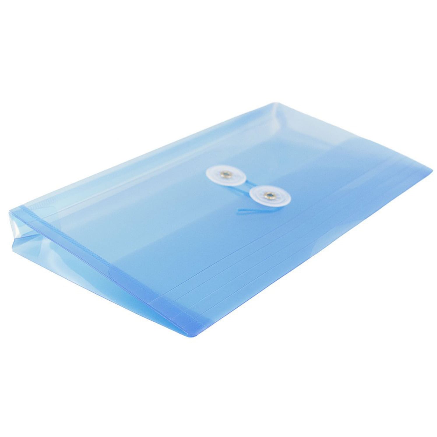 JAM Paper Booklet Plastic Envelopes, #10, Button & String Closure, Blue, Pack Of 12 - Image 5