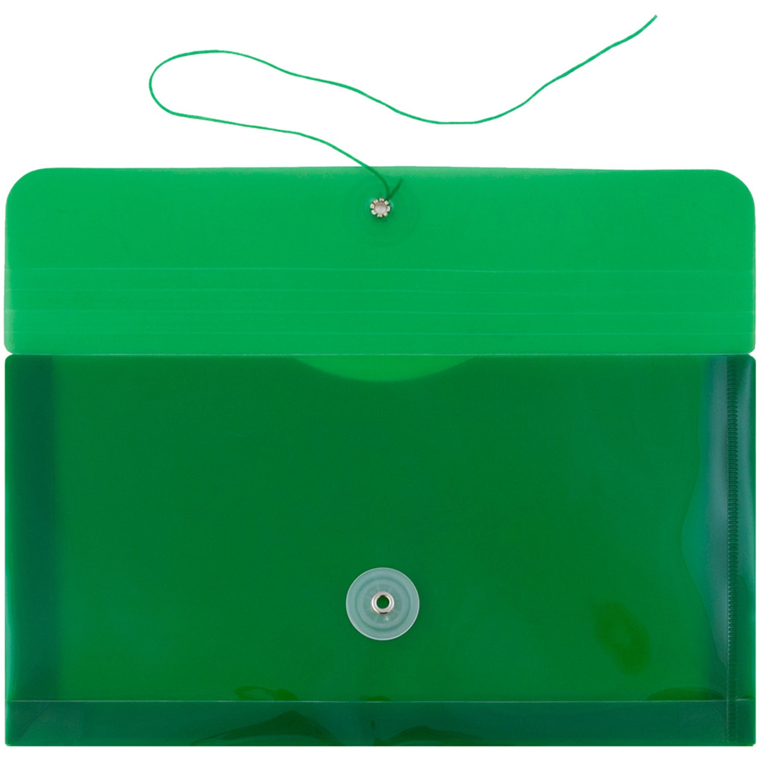JAM Paper Booklet Plastic Envelopes, #10, Button & String Closure, Green, Pack Of 12 - Image 3