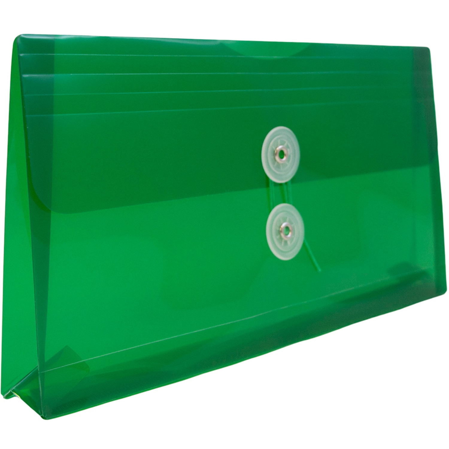 JAM Paper Booklet Plastic Envelopes, #10, Button & String Closure, Green, Pack Of 12 - Image 4