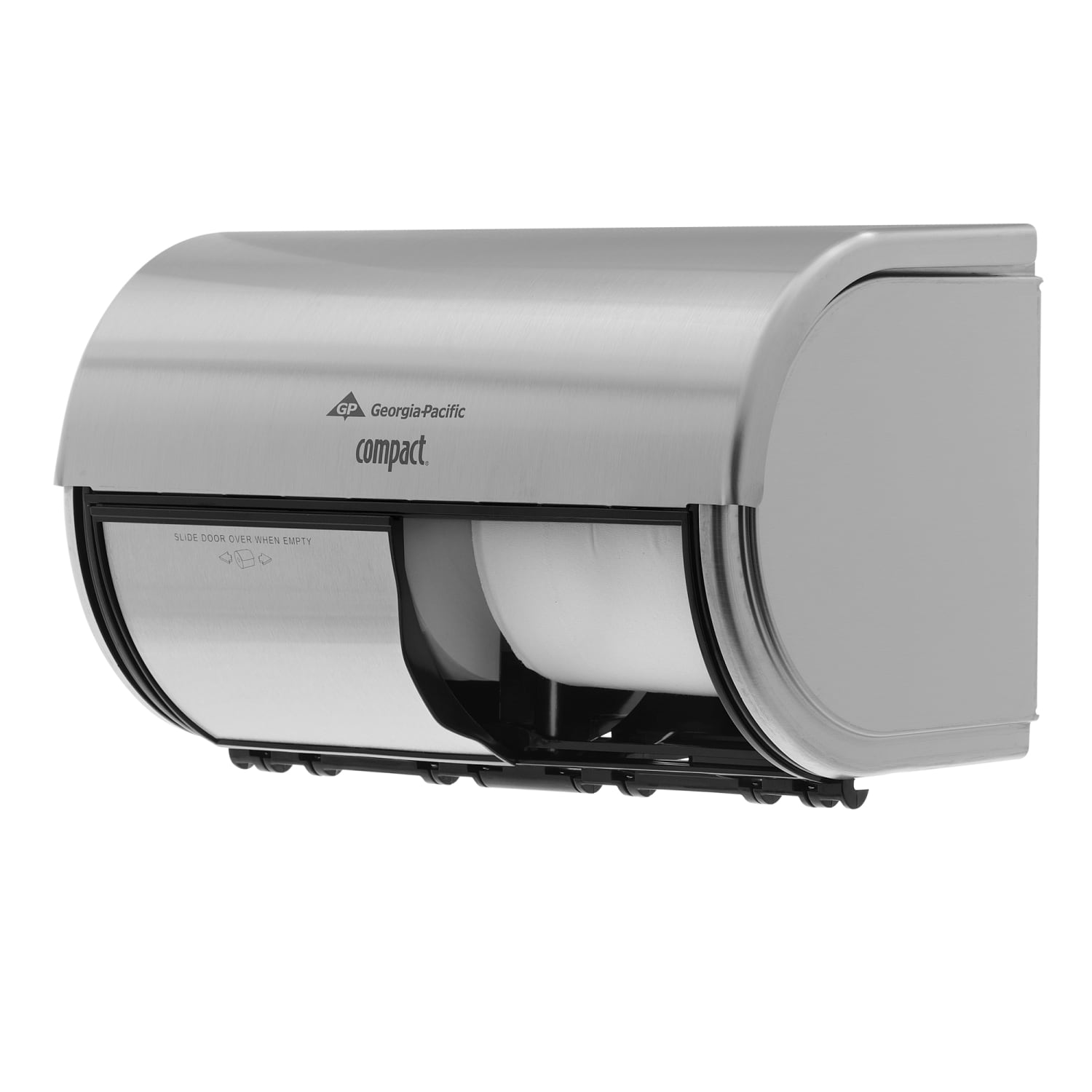 Compact Side-By-Side Double-Roll Bathroom Tissue Dispenser, Stainless Steel - Image 4