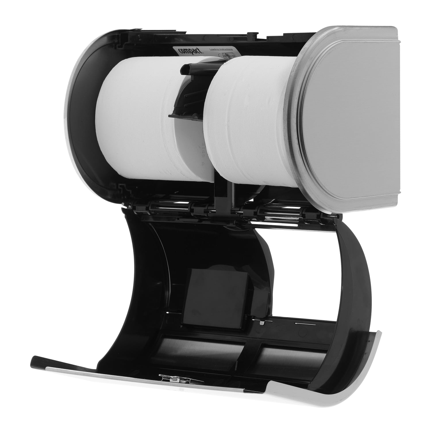 Compact Side-By-Side Double-Roll Bathroom Tissue Dispenser, Stainless Steel - Image 6