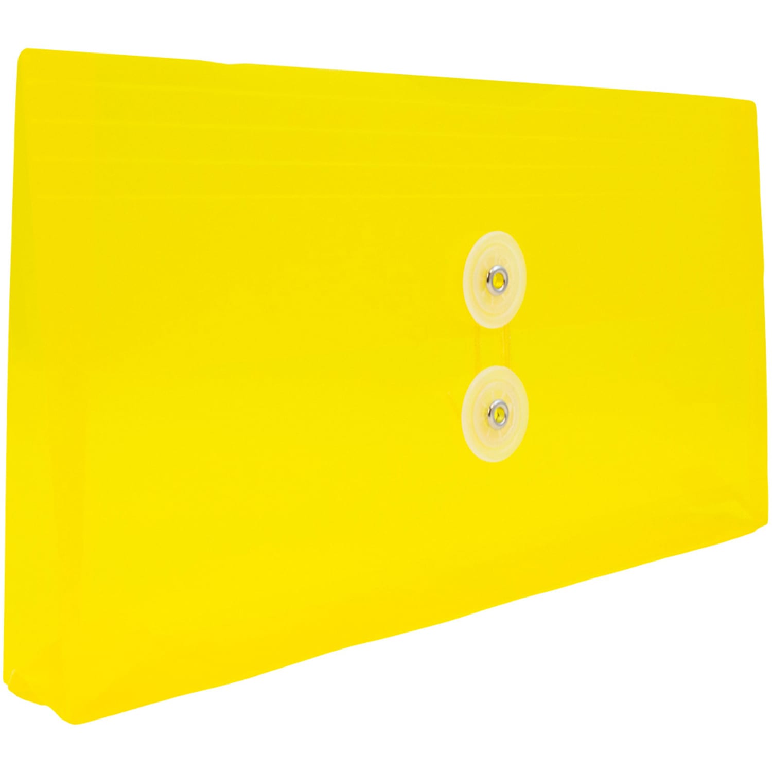 JAM Paper Booklet Plastic Envelopes, #10, Button & String Closure, Yellow, Pack Of 12 - Image 4