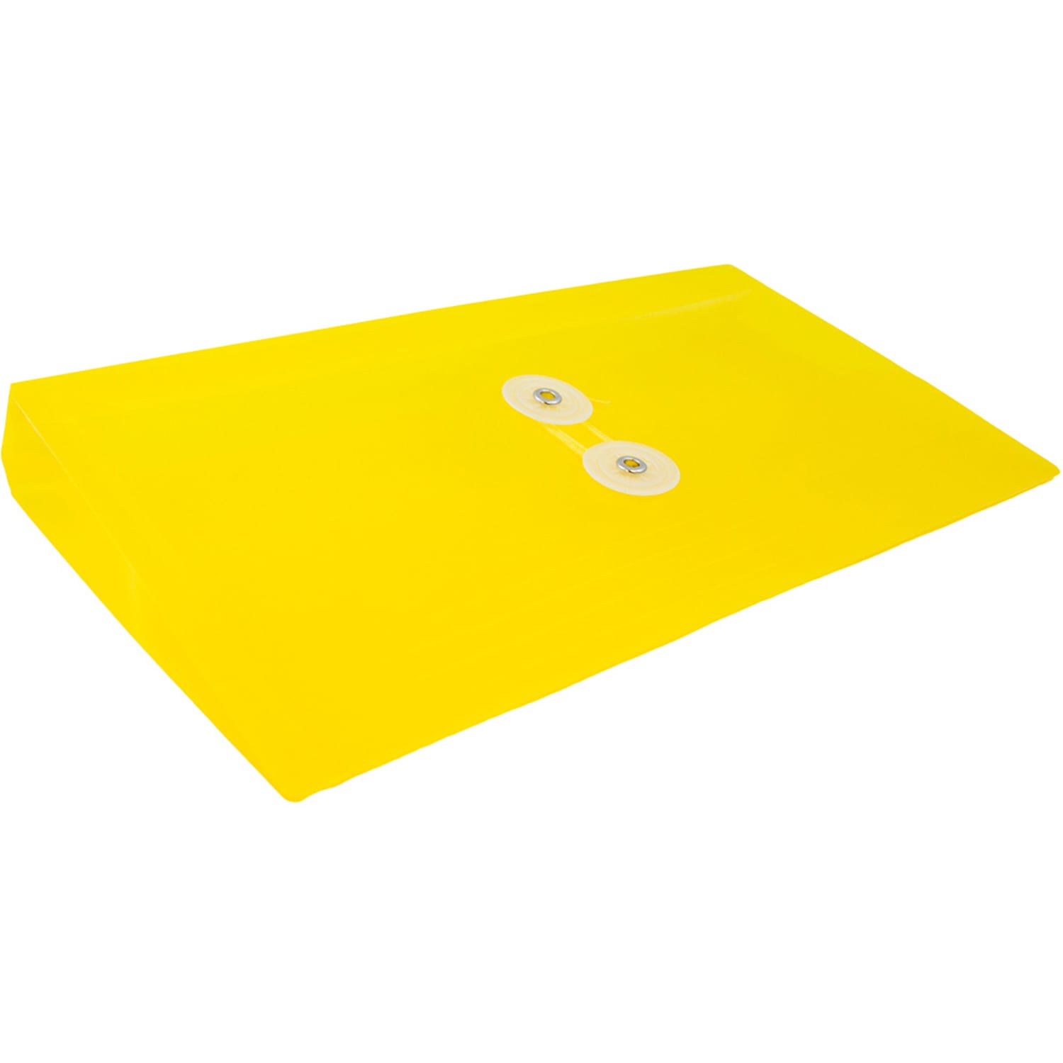 JAM Paper Booklet Plastic Envelopes, #10, Button & String Closure, Yellow, Pack Of 12 - Image 5