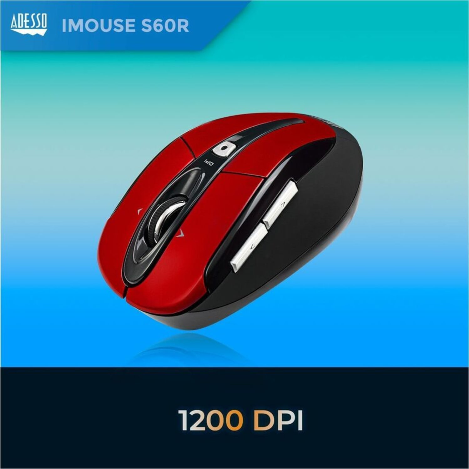 Adesso iMouse S60R Wireless RF Programmable Nano Optical Mouse, Red - Image 4