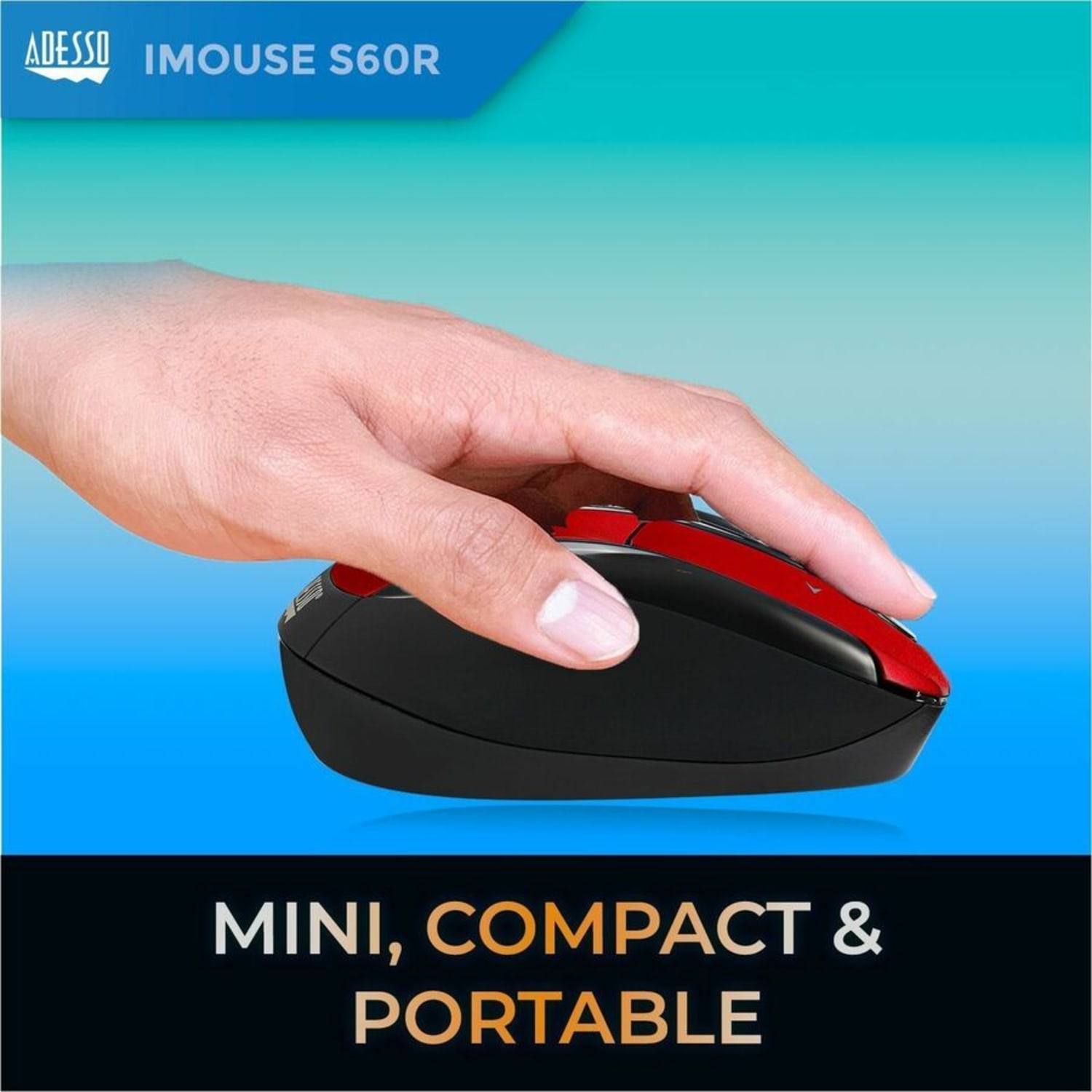 Adesso iMouse S60R Wireless RF Programmable Nano Optical Mouse, Red - Image 5