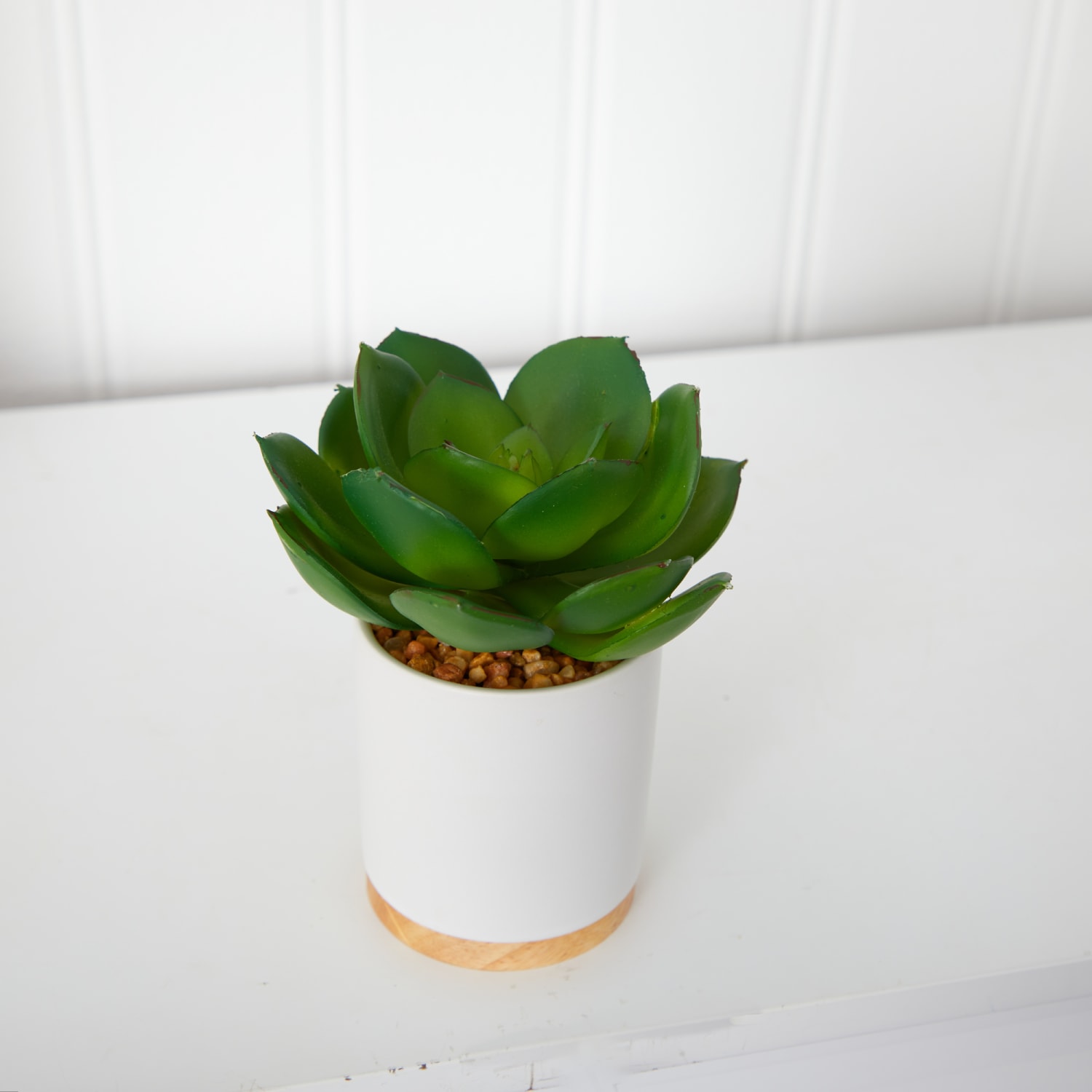 Nearly Natural Succulent 6inH Artificial Plant With Cement Planter, 6inH x 5inW x 5inD, Green/White - Image 4