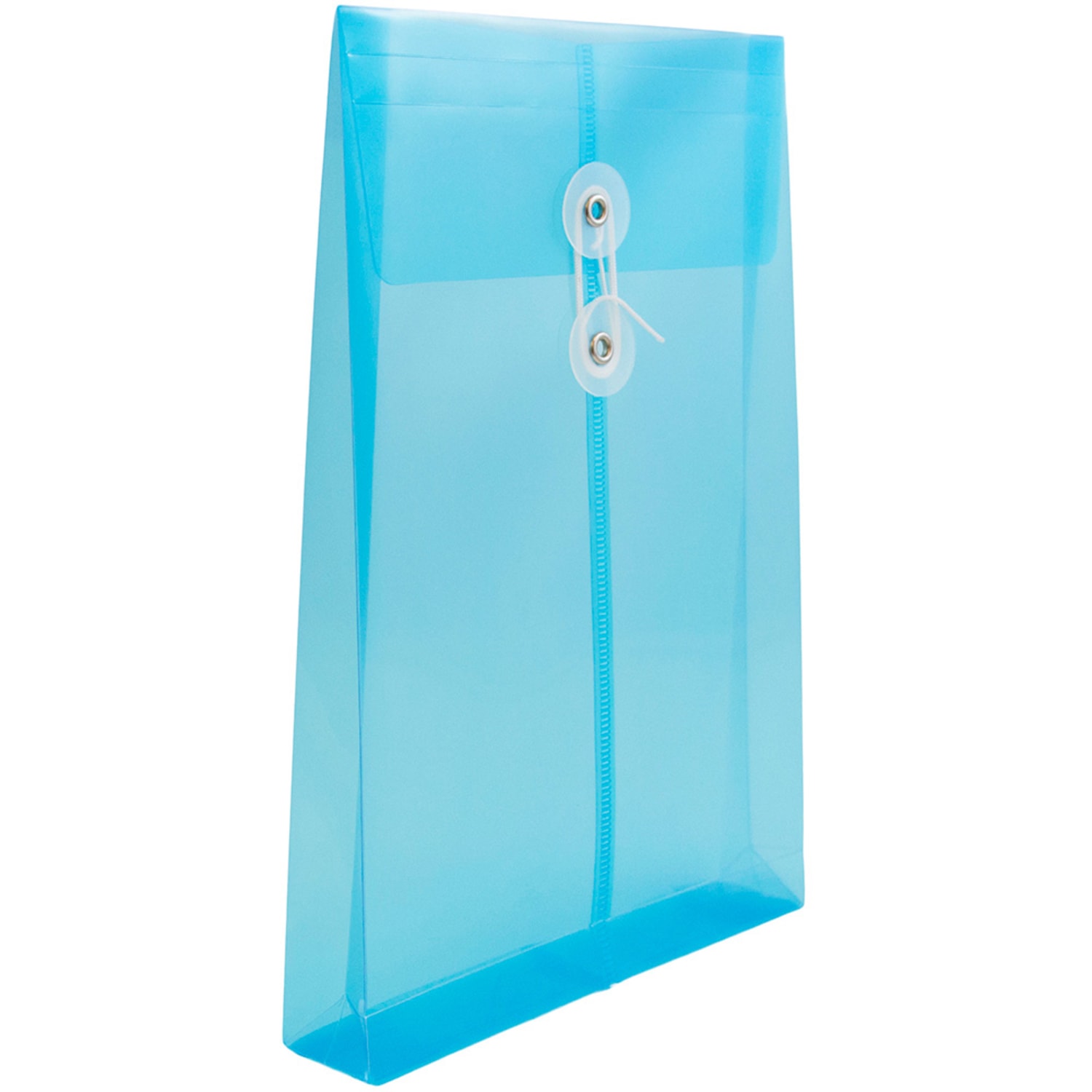 JAM Paper Open-End Plastic Envelopes, 6 1/4in x 9 1/4in, Button & String Closure, Blue, Pack Of 12 - Image 4