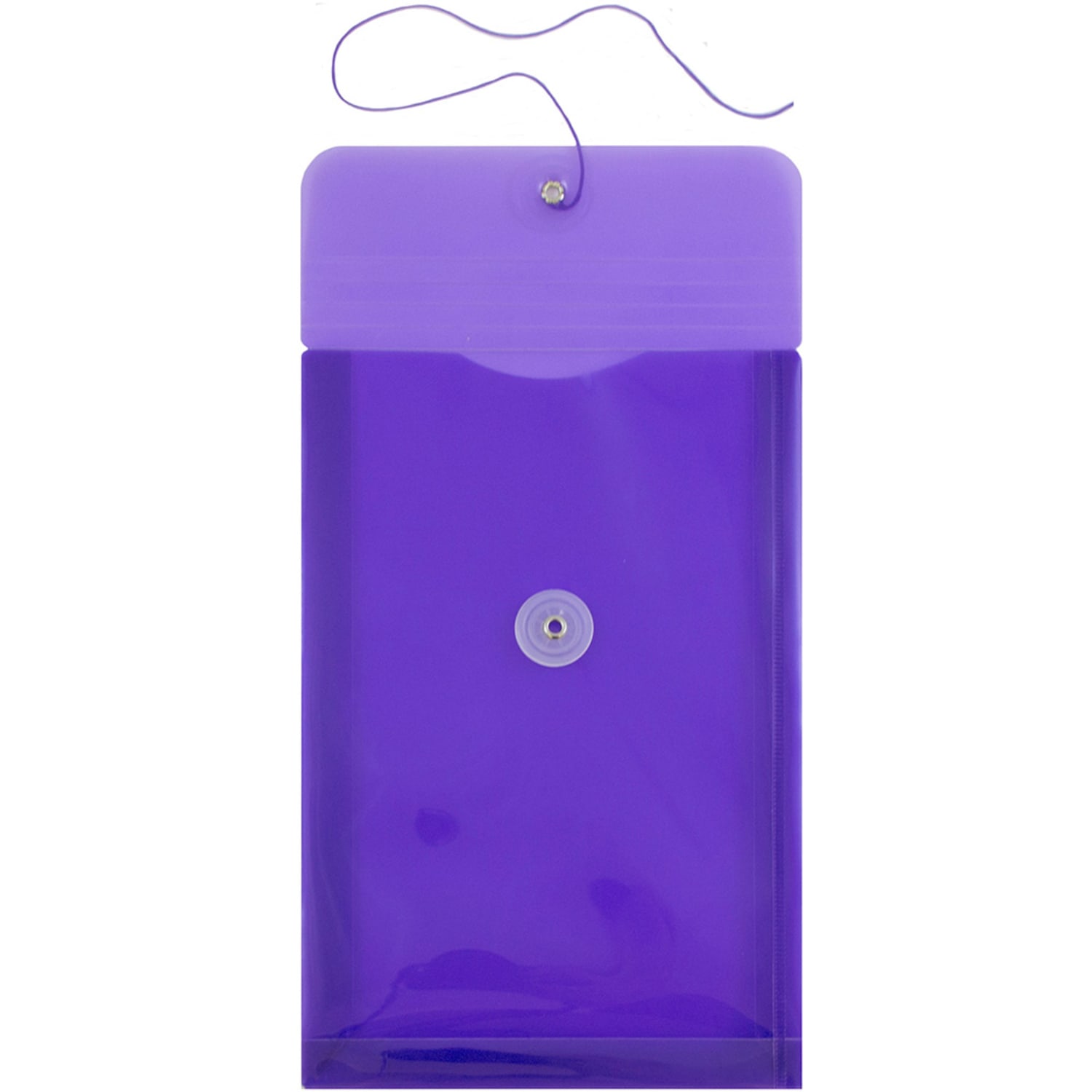 JAM Paper Open-End Plastic Envelopes, 6 1/4in x 9 1/4in, Button & String Closure, Purple, Pack Of 12 - Image 3