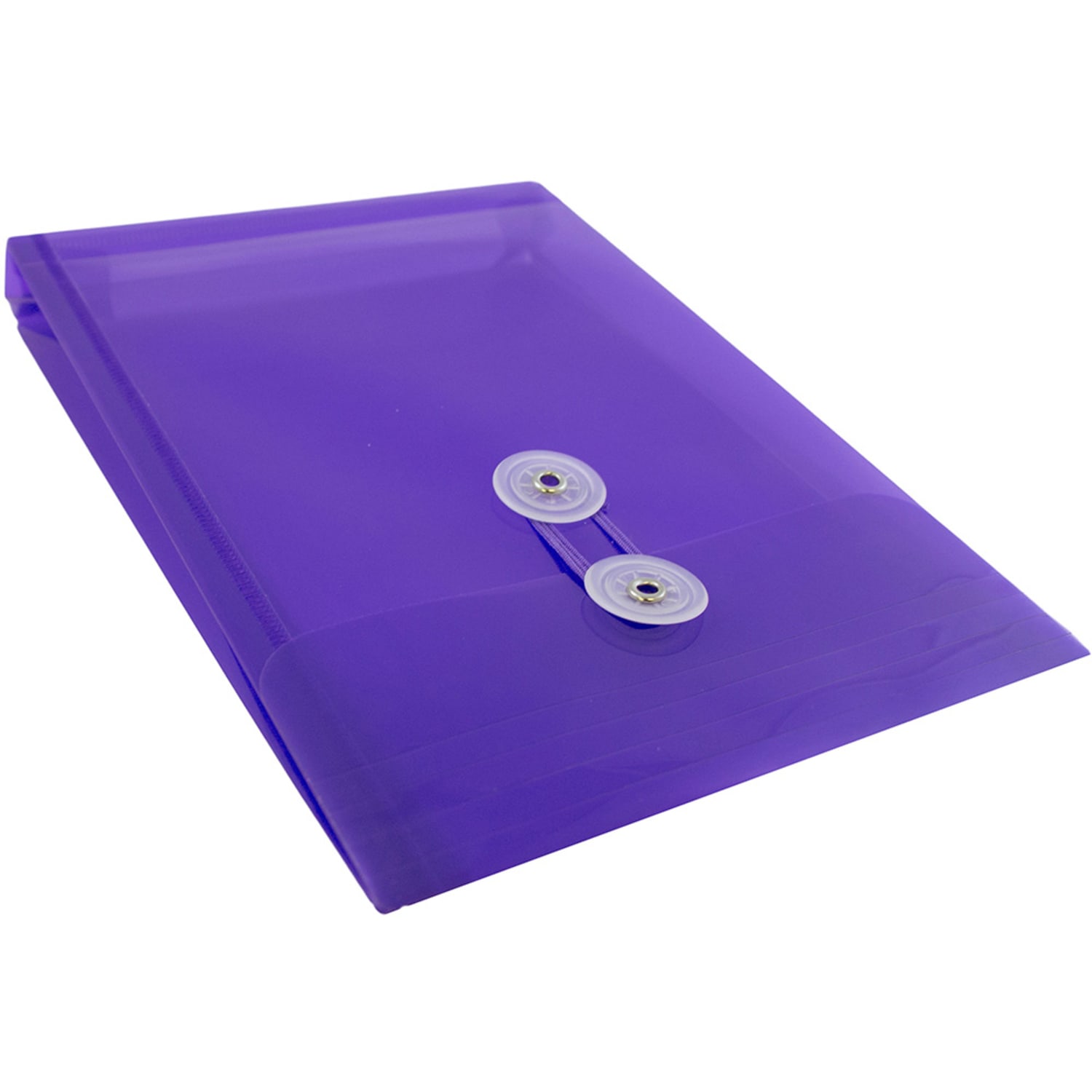 JAM Paper Open-End Plastic Envelopes, 6 1/4in x 9 1/4in, Button & String Closure, Purple, Pack Of 12 - Image 5