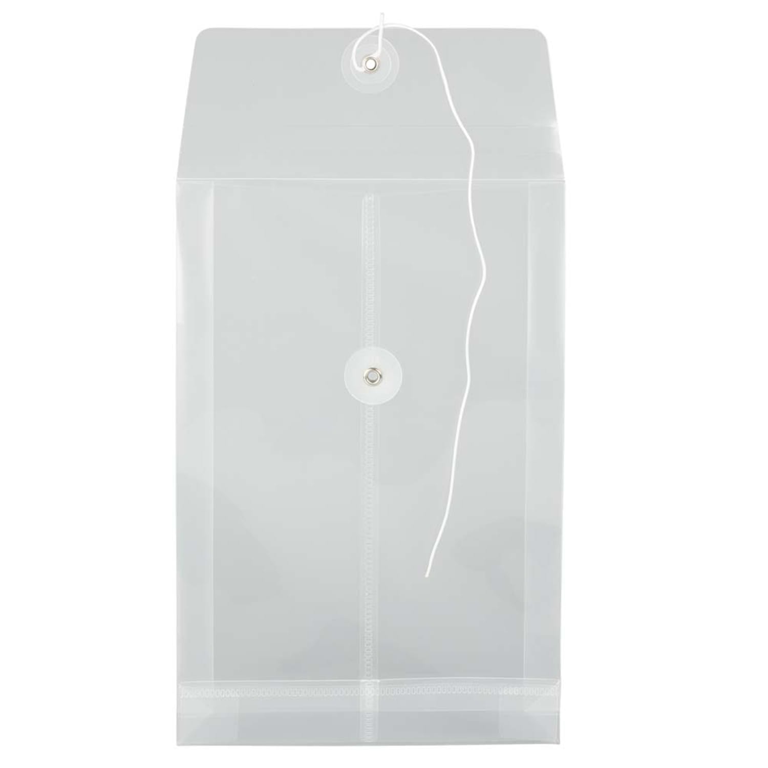 JAM Paper Open-End Plastic Envelopes, 6 1/4in x 9 1/4in, Button & String Closure, Clear, Pack Of 12 - Image 3