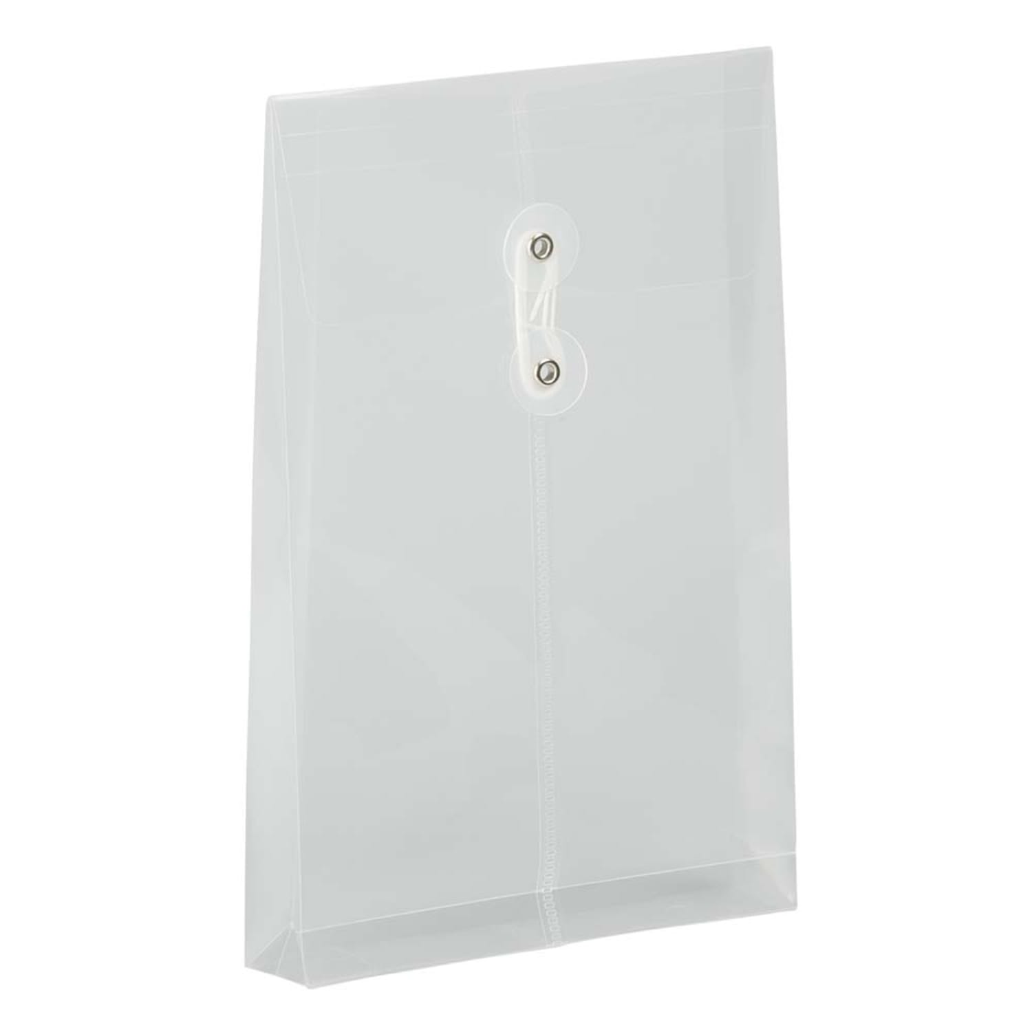 JAM Paper Open-End Plastic Envelopes, 6 1/4in x 9 1/4in, Button & String Closure, Clear, Pack Of 12 - Image 4