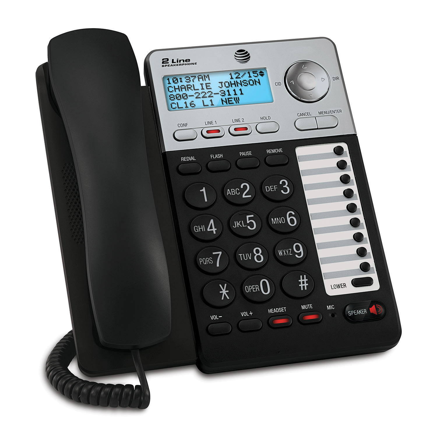 AT&T ML17929 2-Line Corded Phone with Caller ID/Call Waiting, Black - Image 3