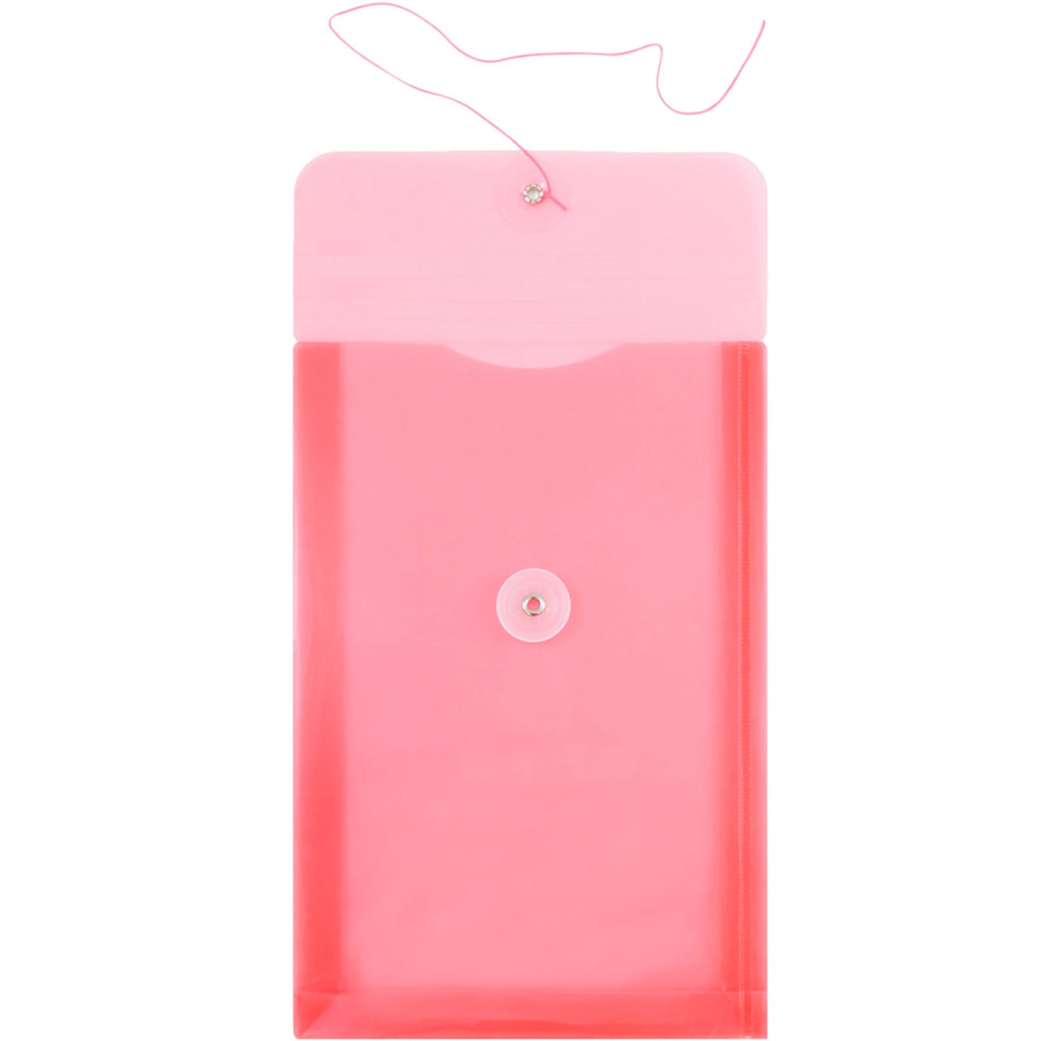 JAM Paper Open-End Plastic Envelopes, 6 1/4in x 9 1/4in, Button & String Closure,Pink, Pack Of 12 - Image 3