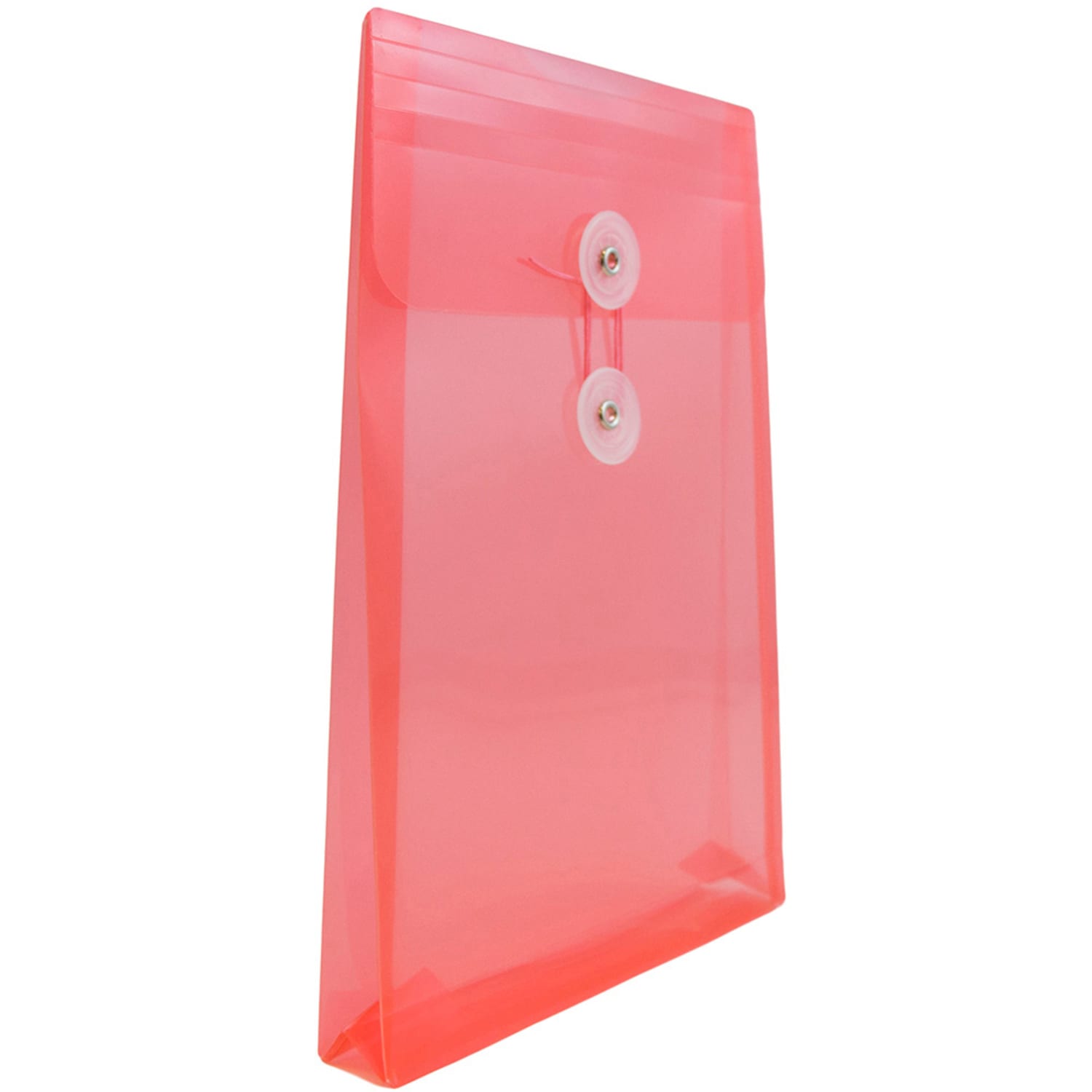 JAM Paper Open-End Plastic Envelopes, 6 1/4in x 9 1/4in, Button & String Closure,Pink, Pack Of 12 - Image 4