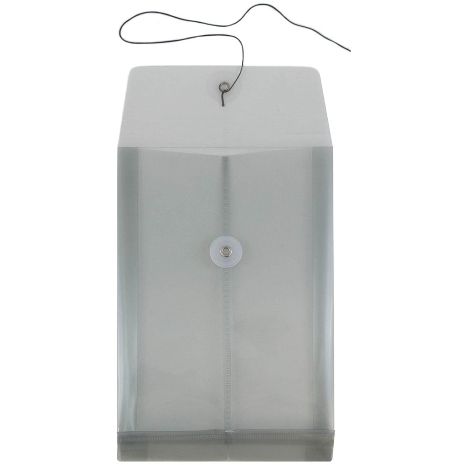 JAM Paper Open-End Plastic Envelopes, 6 1/4in x 9 1/4in, Button & String Closure, Smoke Gray, Pack Of 12 - Image 3