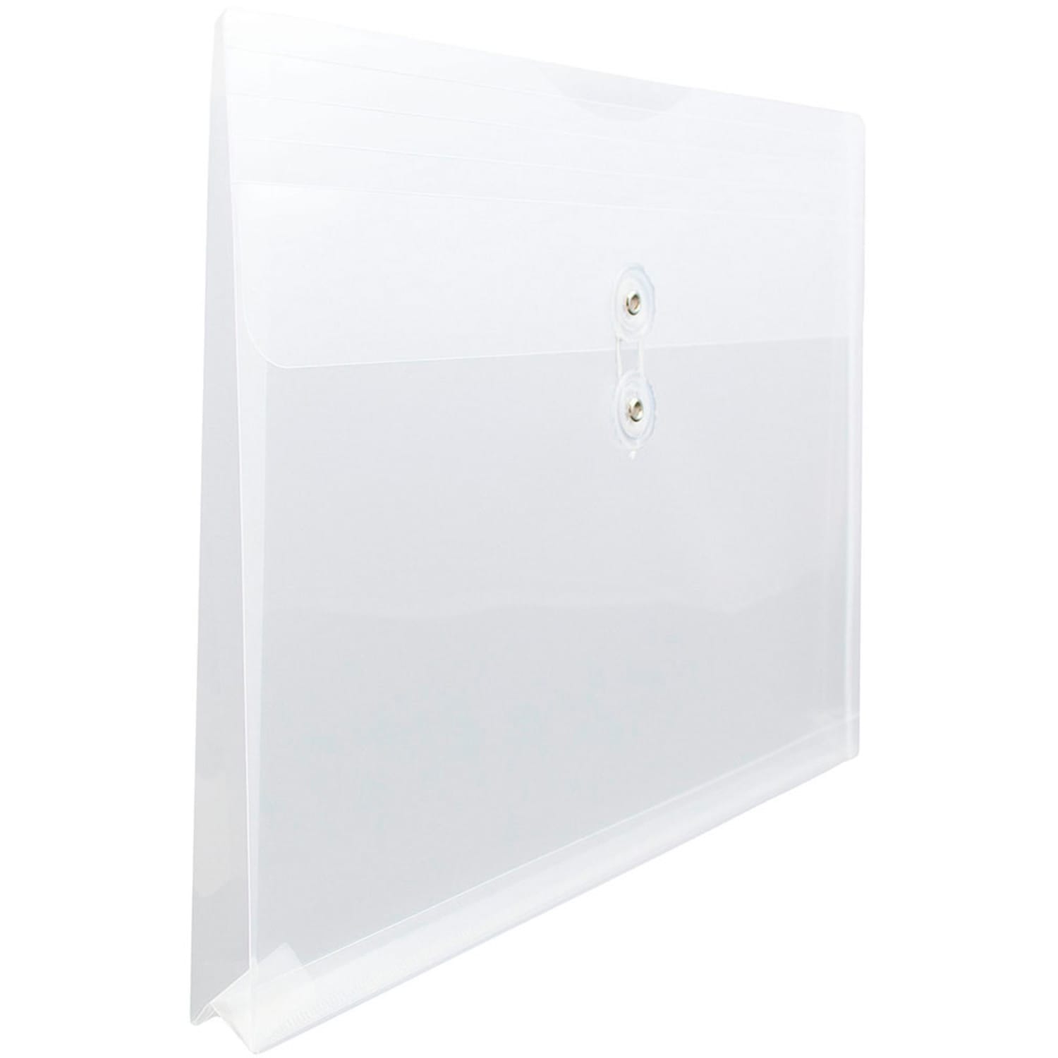 JAM Paper Plastic Booklet Envelopes, 12in x 18in, Button & String, Clear, Pack Of 12 - Image 6